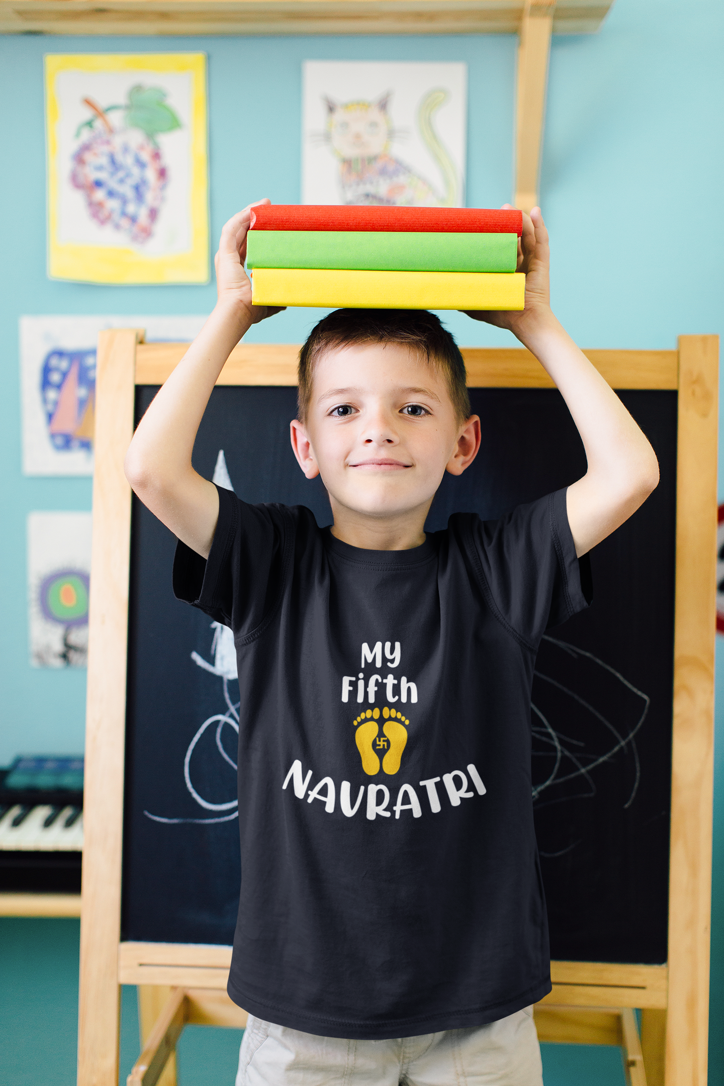 My Fifth Navratri Half Sleeves T-Shirt for Boy-FunkyTeesClub