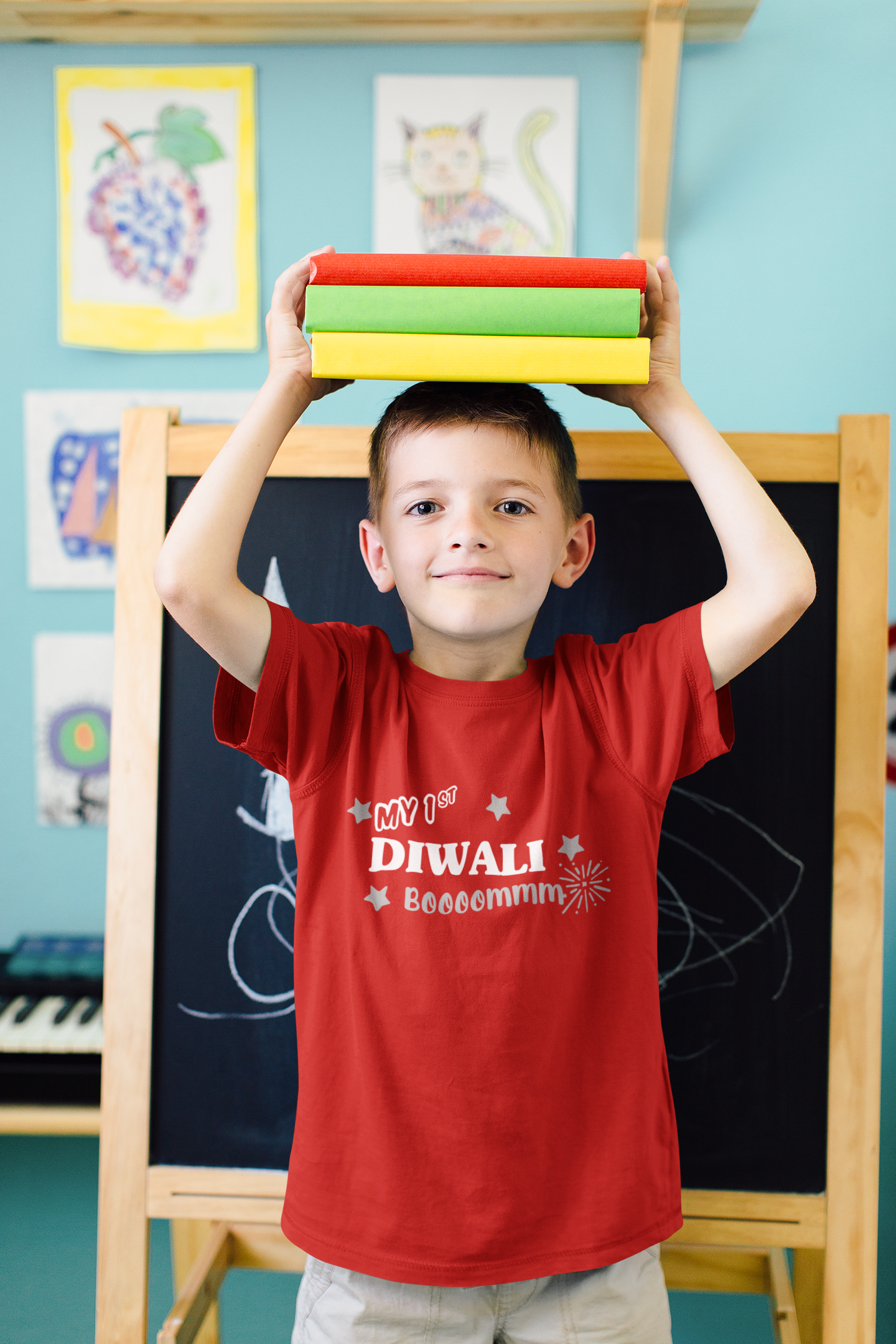 My First Diwali Boommm Half Sleeves T-Shirt for Boy-FunkyTeesClub