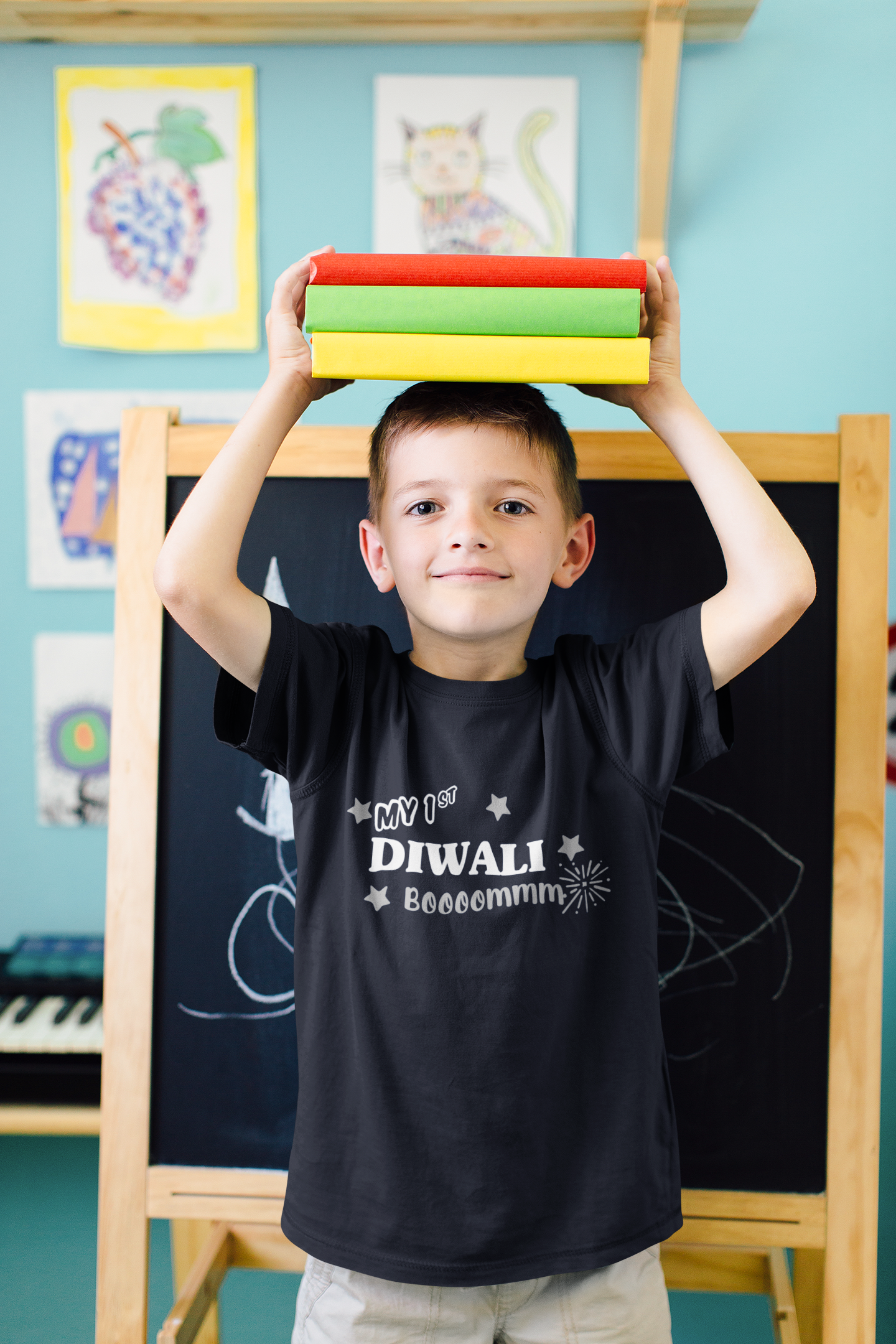 My First Diwali Boommm Half Sleeves T-Shirt for Boy-FunkyTeesClub