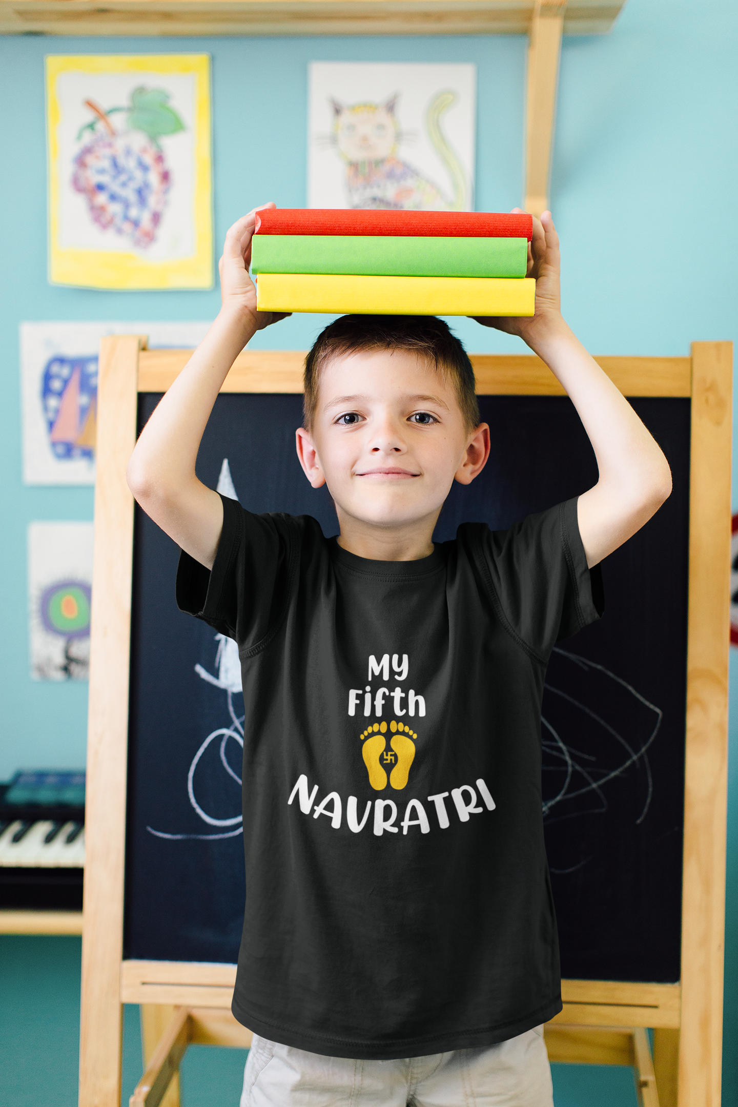 My Fifth Navratri Half Sleeves T-Shirt for Boy-FunkyTeesClub
