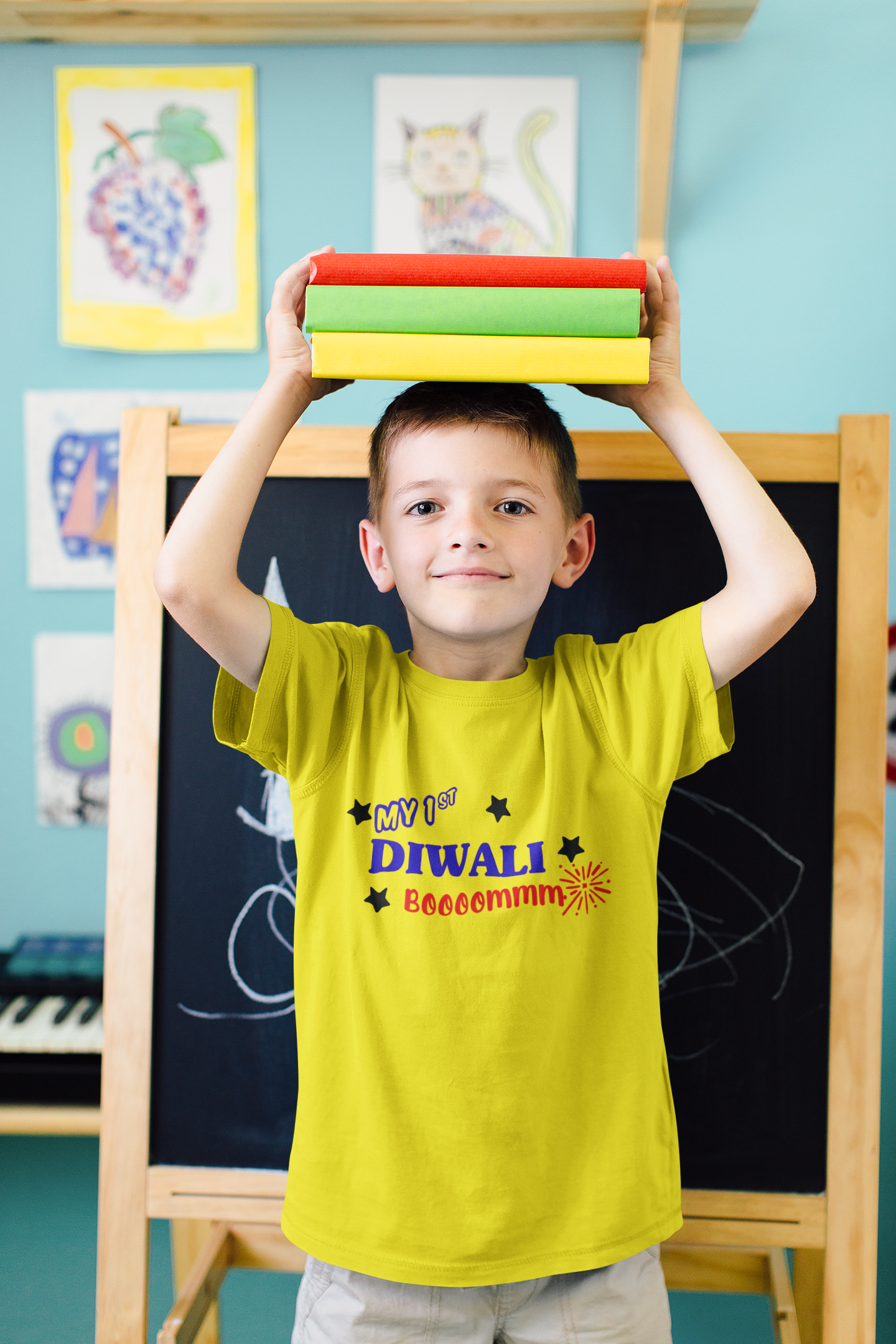 My First Diwali Boommm Half Sleeves T-Shirt for Boy-FunkyTeesClub