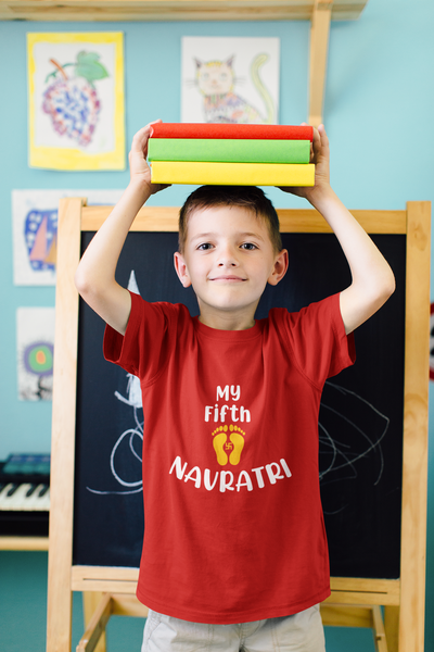 My Fifth Navratri Half Sleeves T-Shirt for Boy-FunkyTeesClub