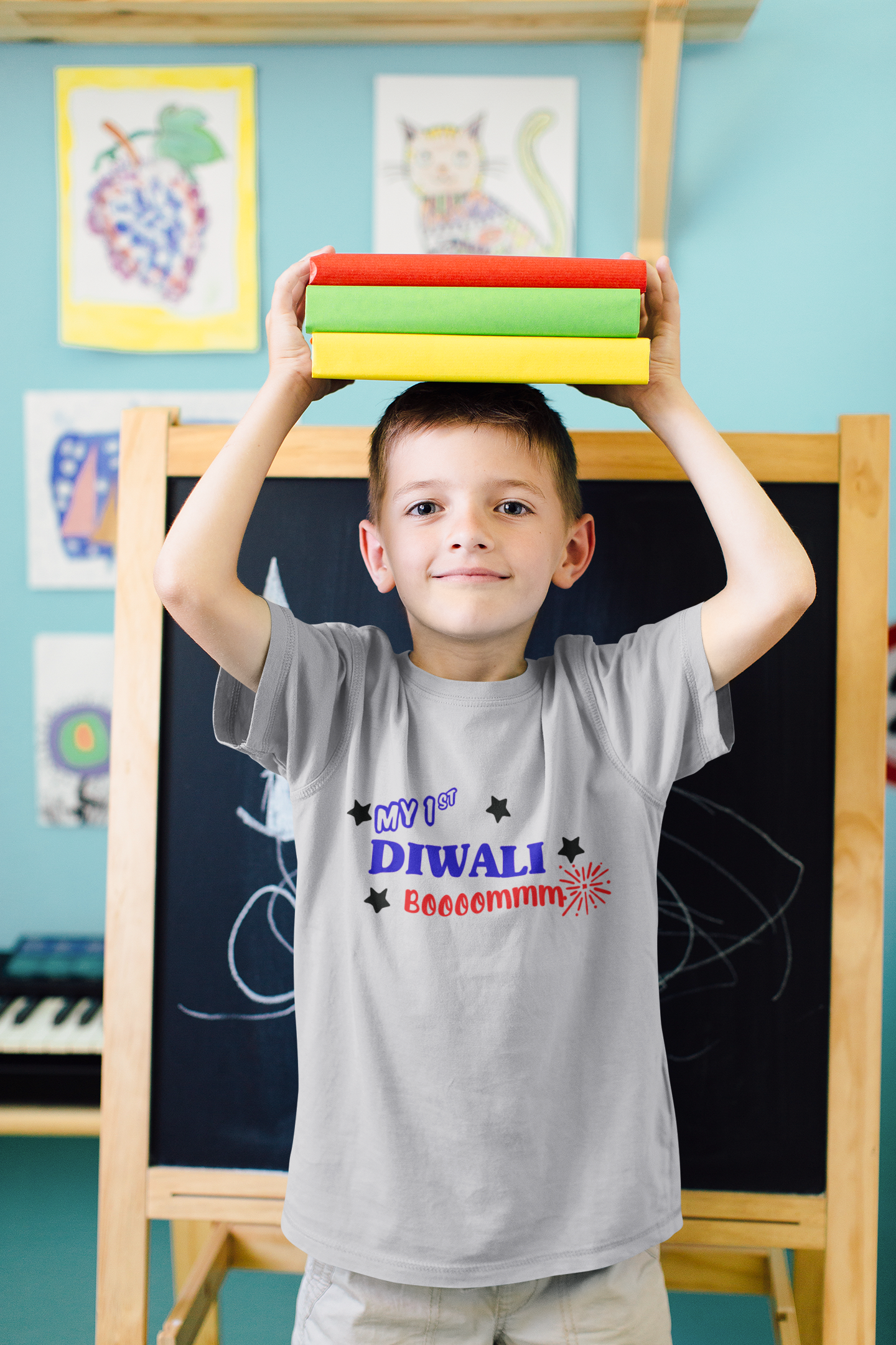 My First Diwali Boommm Half Sleeves T-Shirt for Boy-FunkyTeesClub