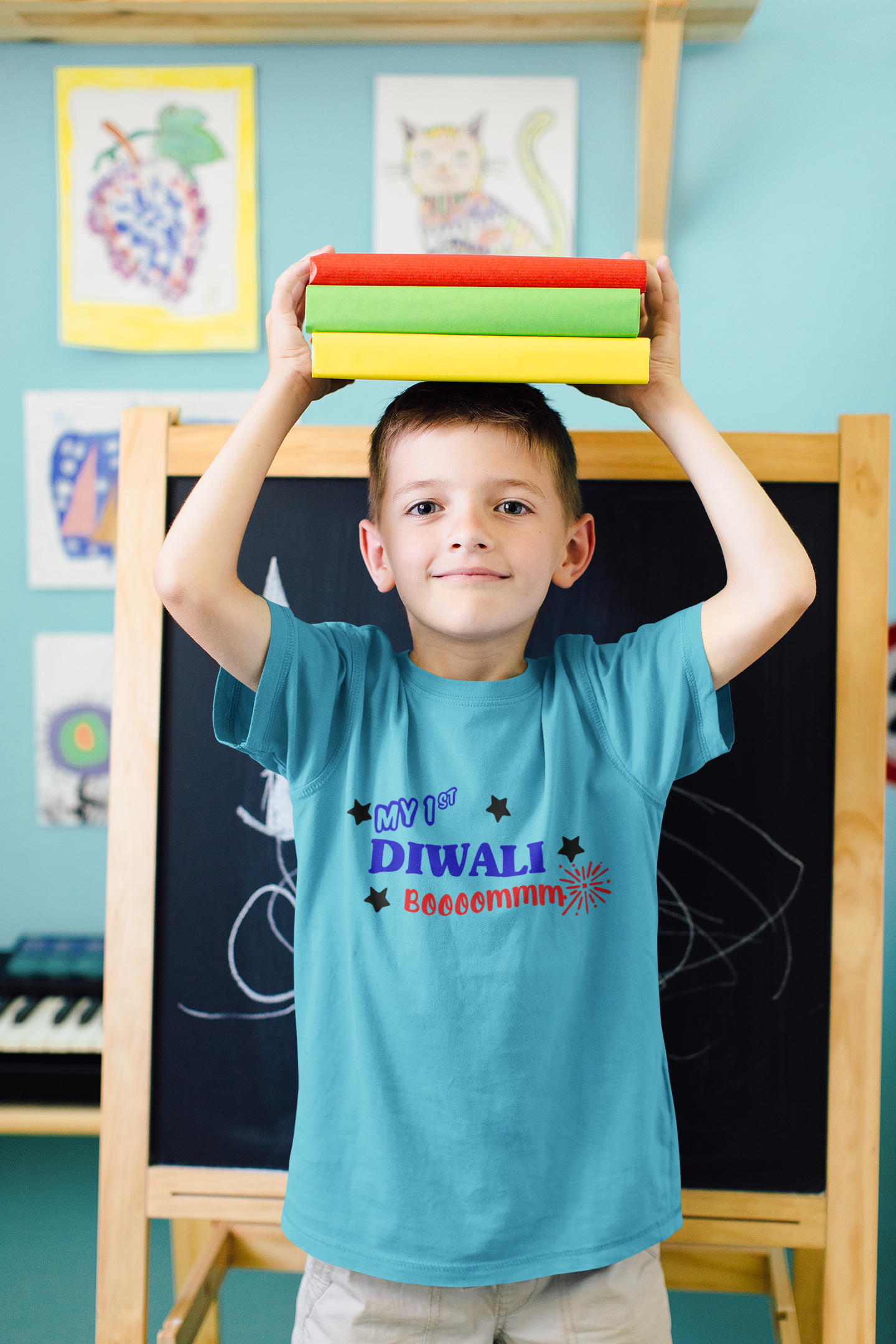 My First Diwali Boommm Half Sleeves T-Shirt for Boy-FunkyTeesClub
