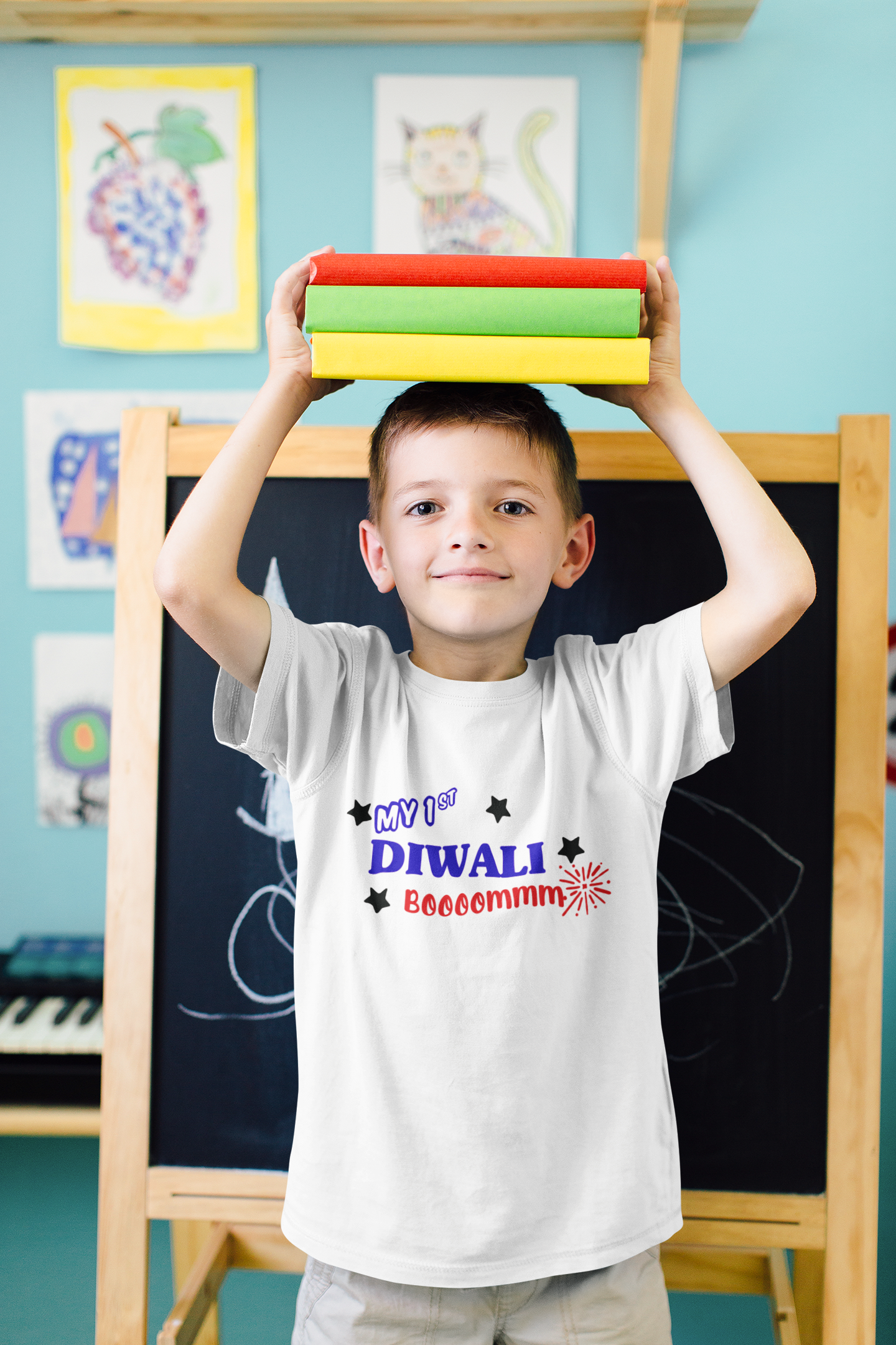 My First Diwali Boommm Half Sleeves T-Shirt for Boy-FunkyTeesClub