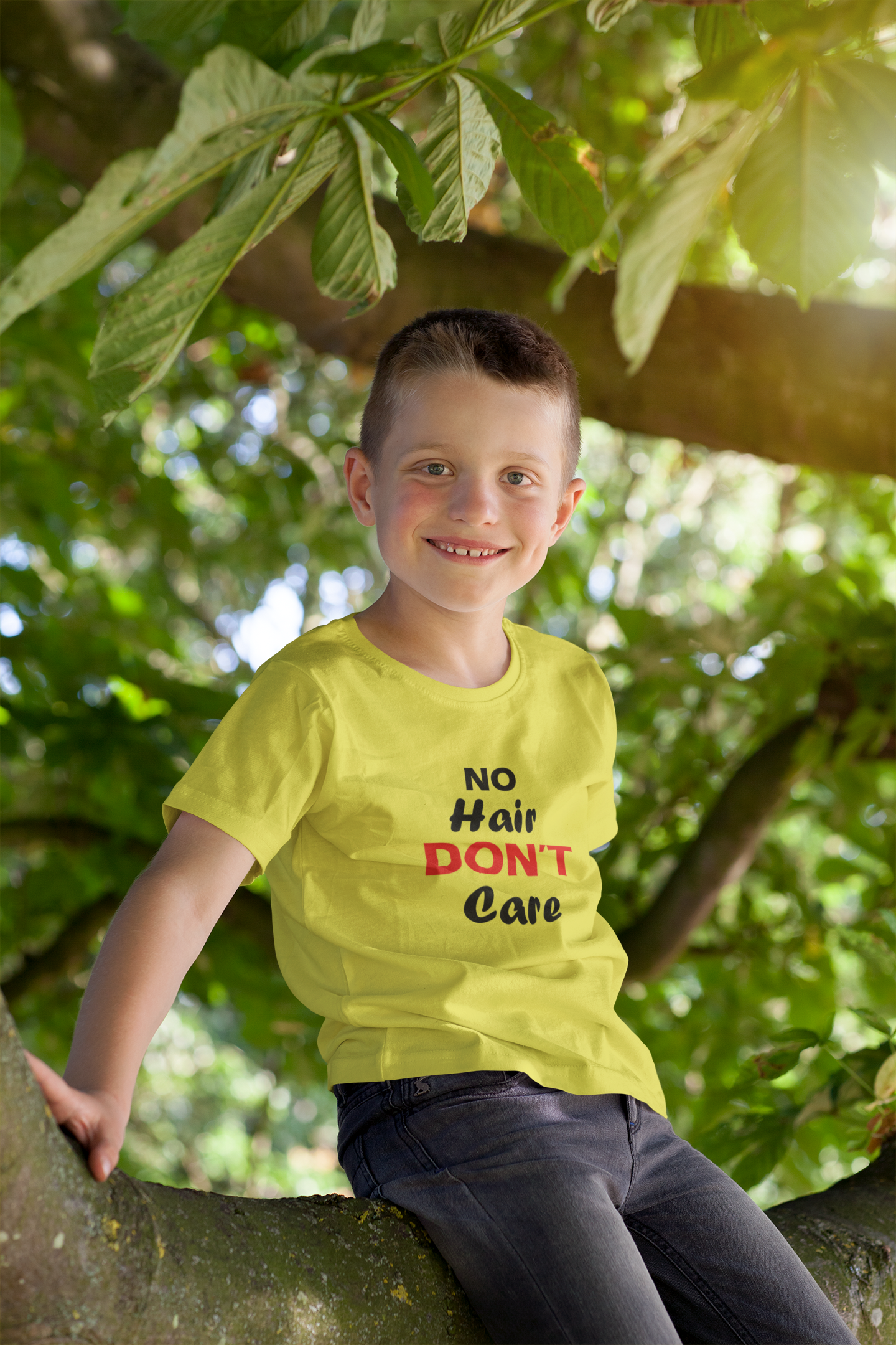 No Hair Dont Care Half Sleeves T-Shirt for Boy-FunkyTeesClub
