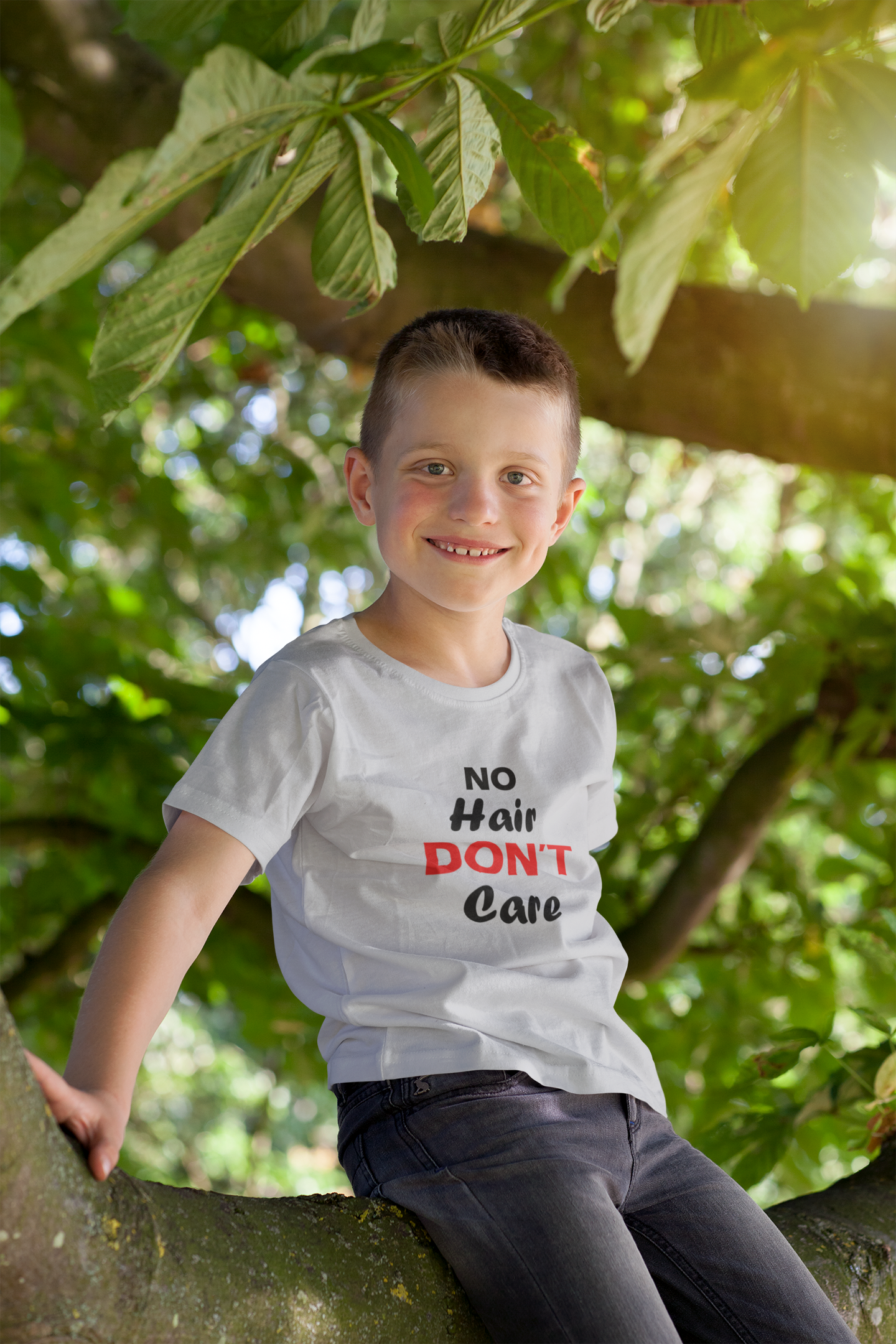 No Hair Dont Care Half Sleeves T-Shirt for Boy-FunkyTeesClub