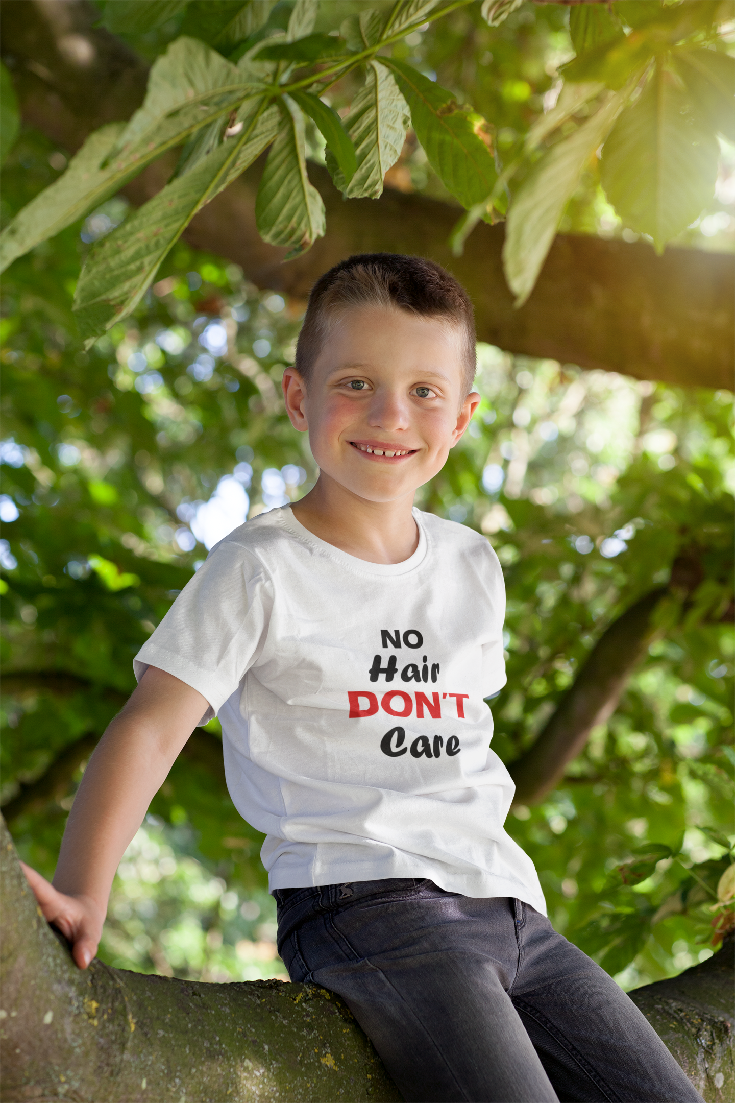 No Hair Dont Care Half Sleeves T-Shirt for Boy-FunkyTeesClub