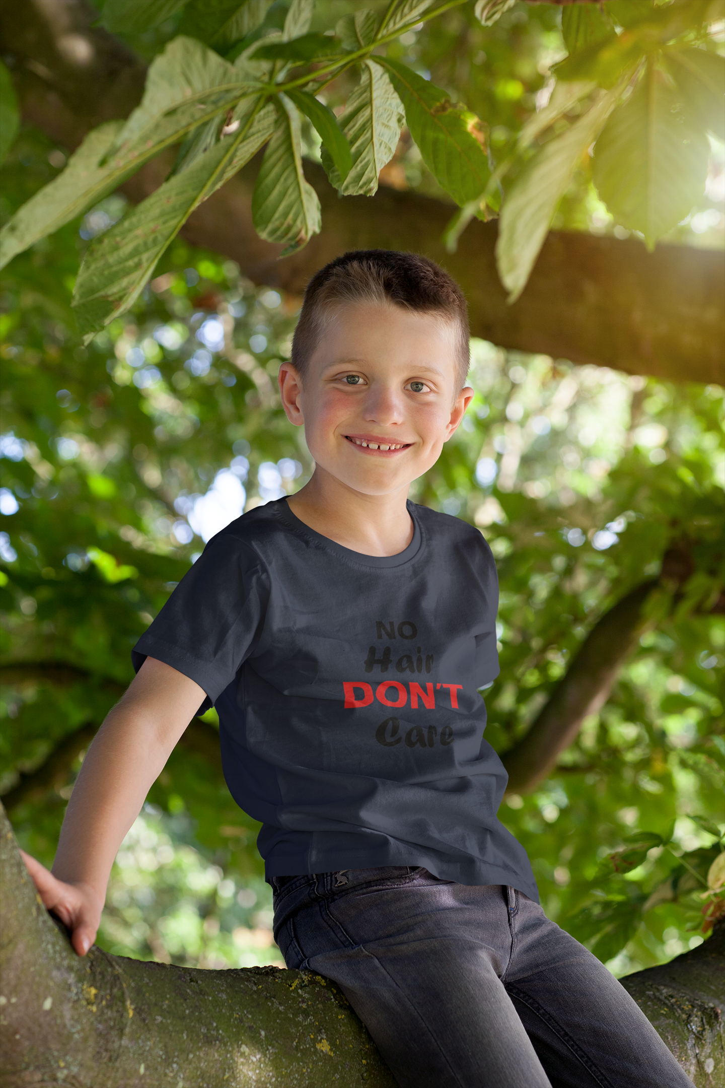 No Hair Dont Care Half Sleeves T-Shirt for Boy-FunkyTeesClub