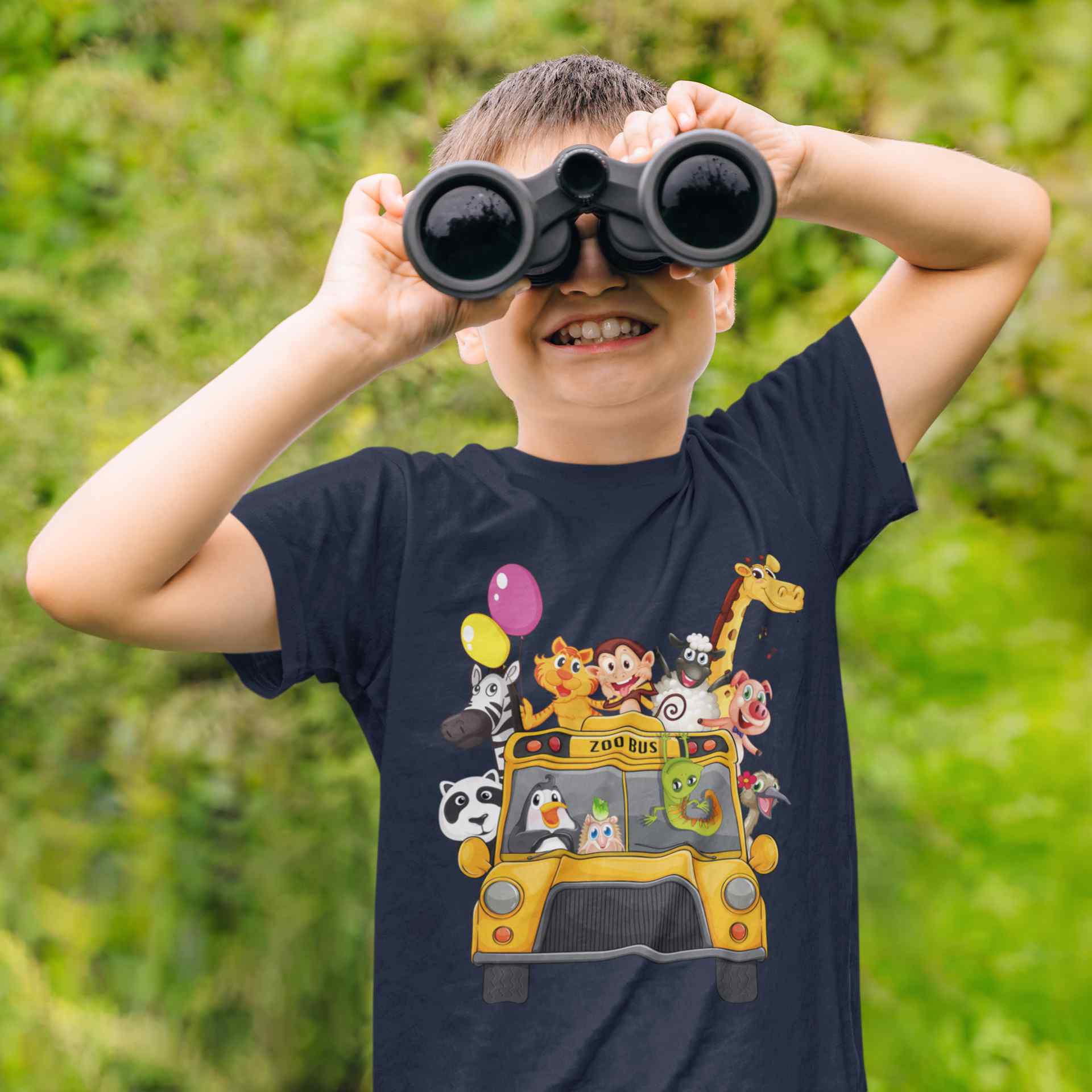Zoo Bus Cartoon Half Sleeves T-Shirt for Boy-FunkyTeesClub