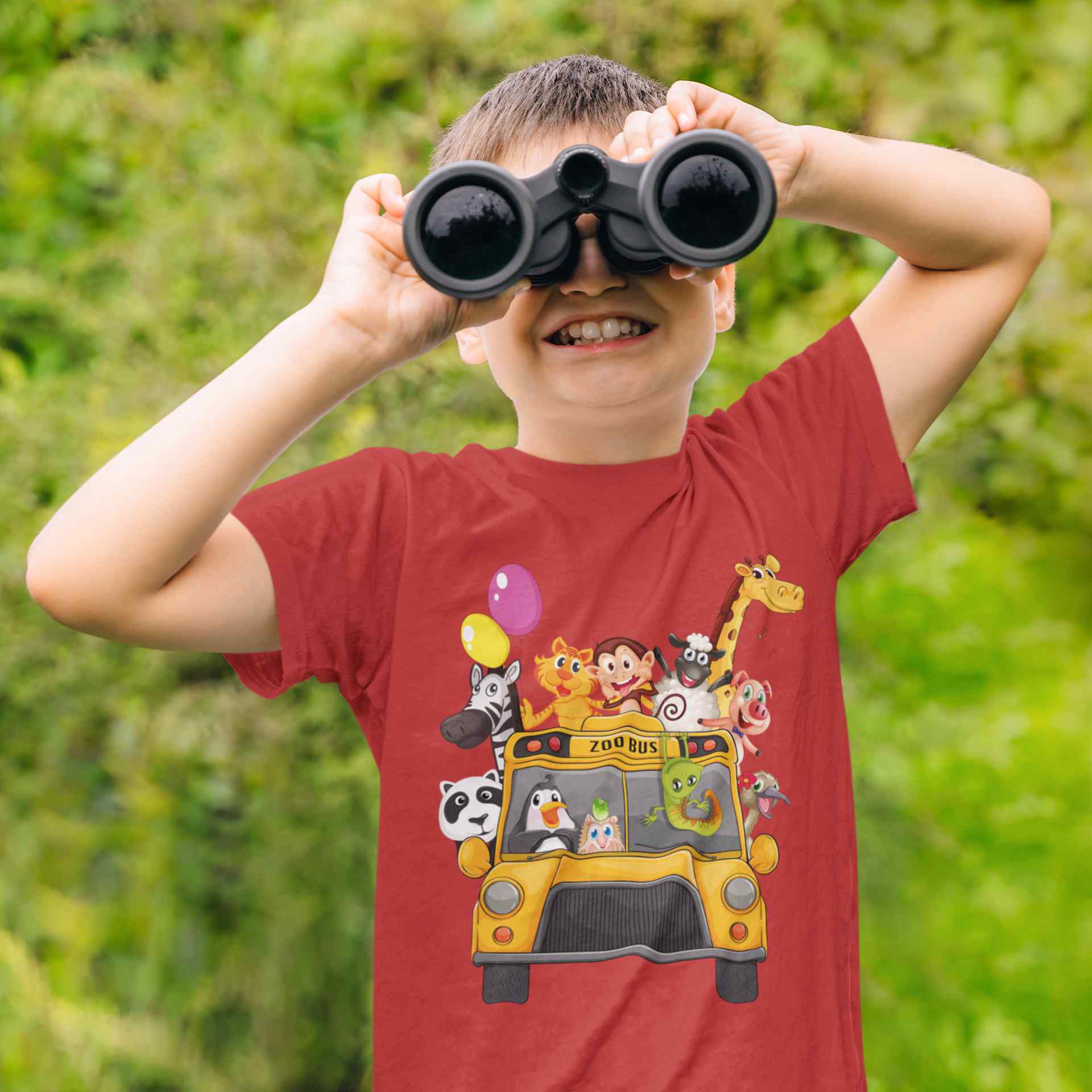 Zoo Bus Cartoon Half Sleeves T-Shirt for Boy-FunkyTeesClub