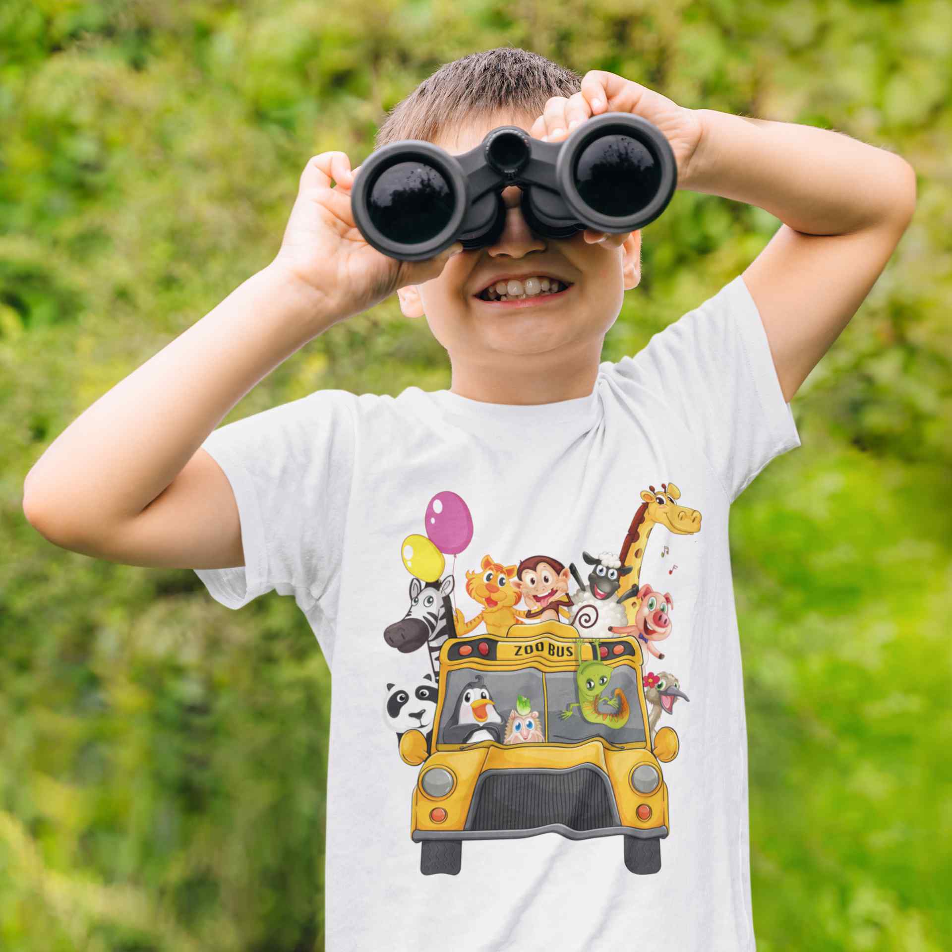 Zoo Bus Cartoon Half Sleeves T-Shirt for Boy-FunkyTeesClub