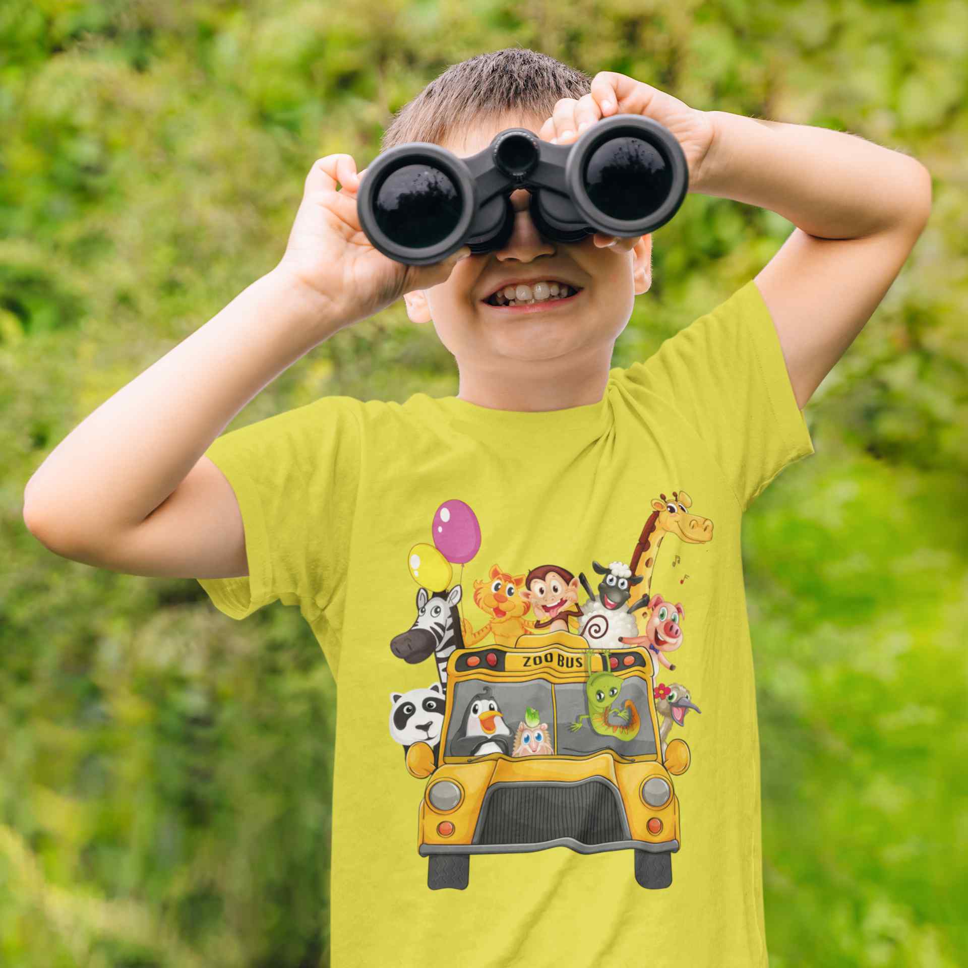 Zoo Bus Cartoon Half Sleeves T-Shirt for Boy-FunkyTeesClub