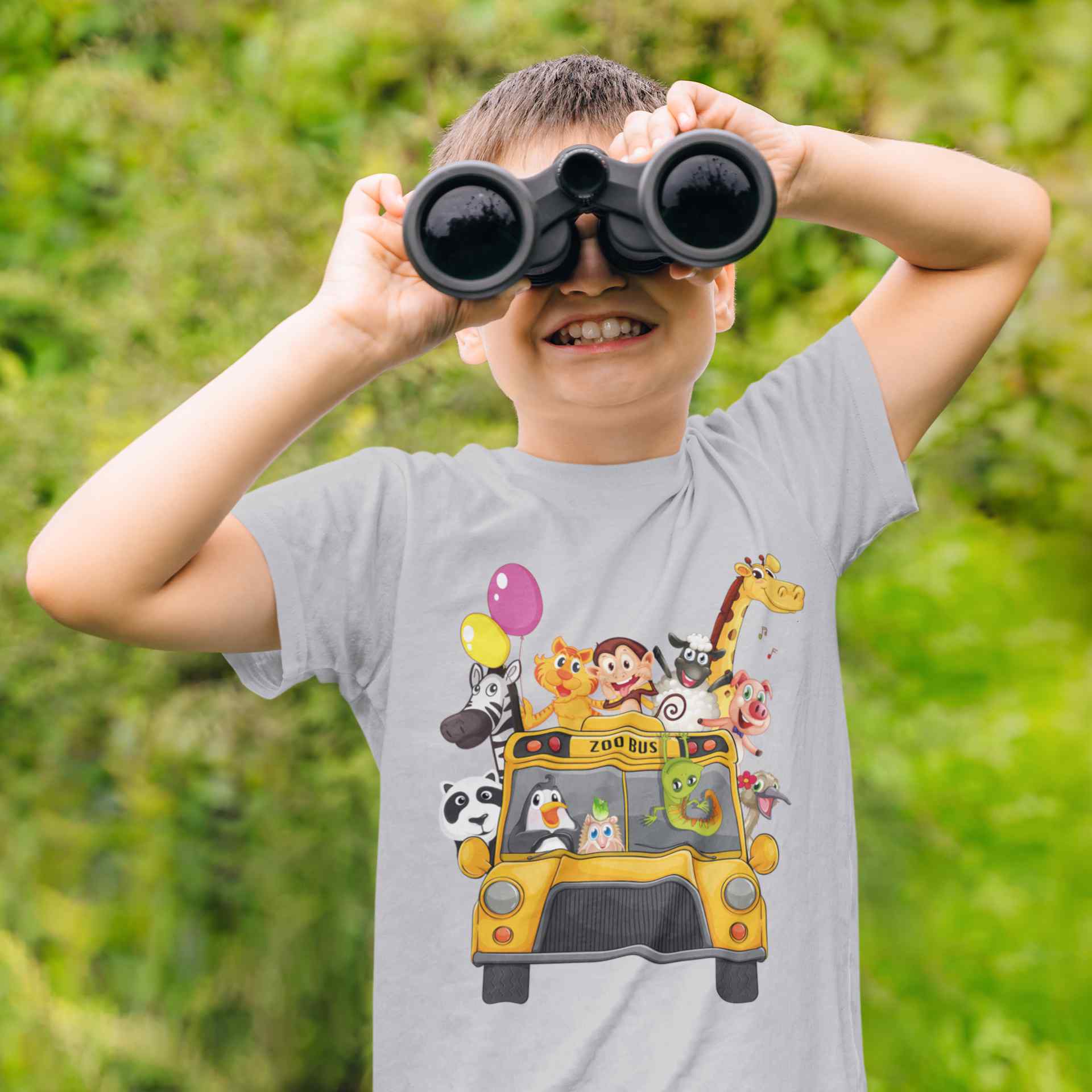 Zoo Bus Cartoon Half Sleeves T-Shirt for Boy-FunkyTeesClub