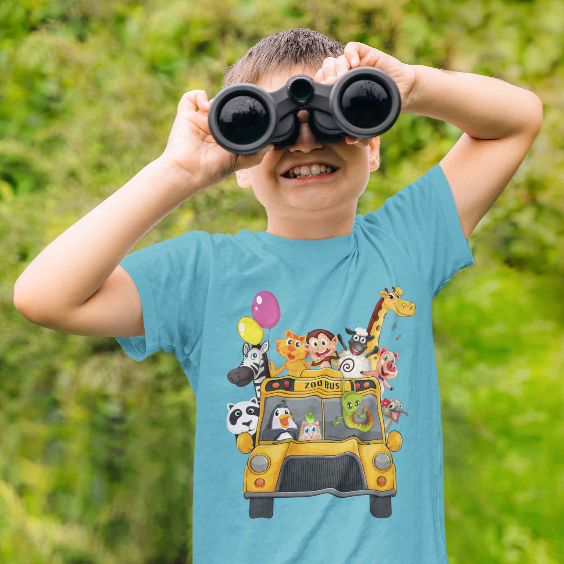 Zoo Bus Cartoon Half Sleeves T-Shirt for Boy-FunkyTeesClub