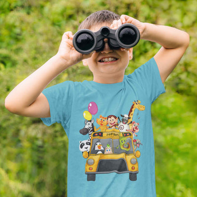 Zoo Bus Cartoon Half Sleeves T-Shirt for Boy-FunkyTeesClub