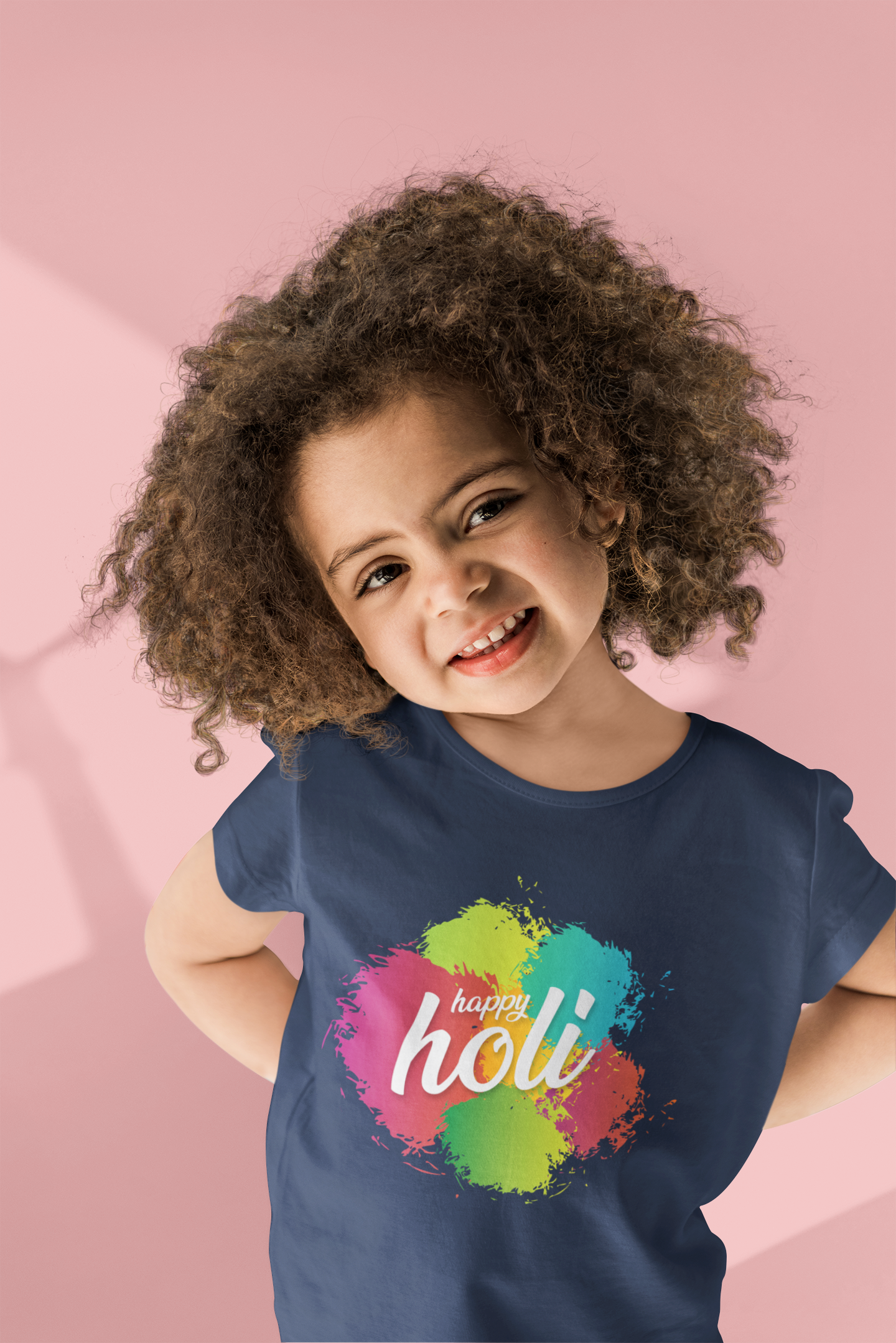 Happy Holi Half Sleeves T-Shirt For Girls -FunkyTeesClub