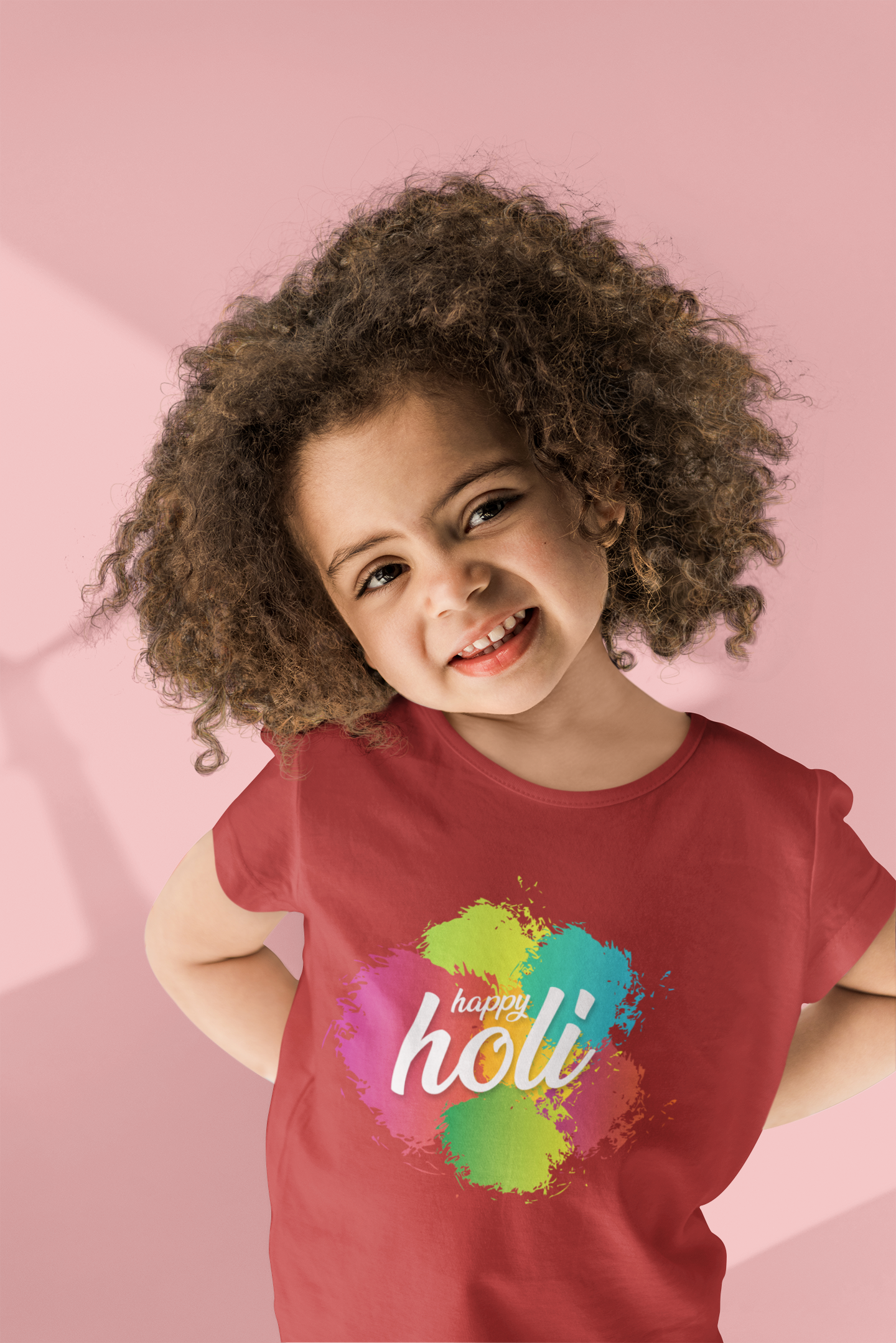 Happy Holi Half Sleeves T-Shirt For Girls -FunkyTeesClub