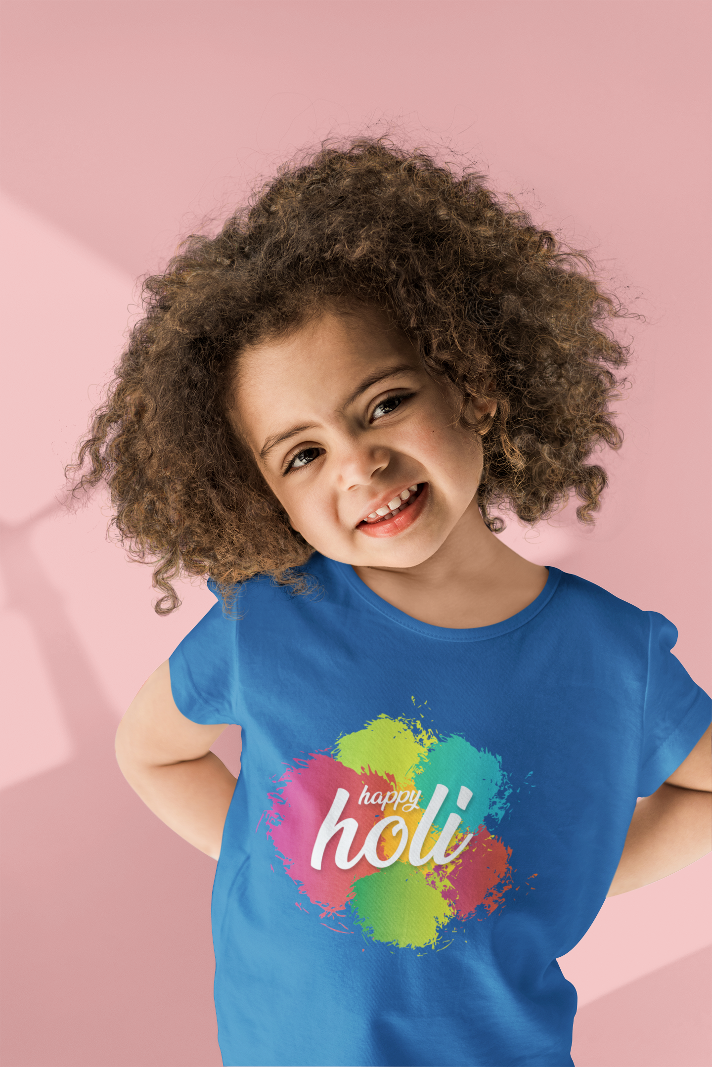 Happy Holi Half Sleeves T-Shirt For Girls -FunkyTeesClub