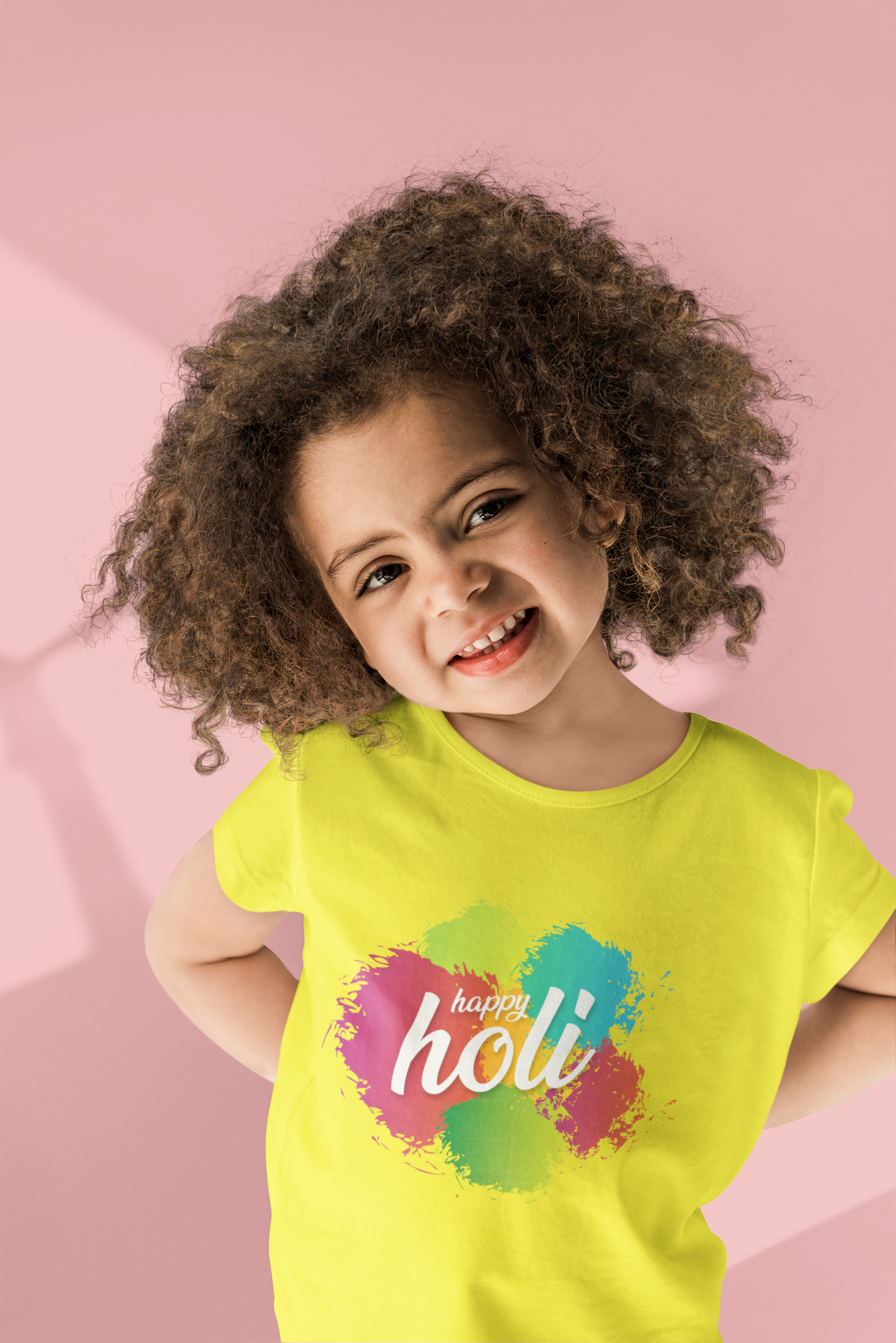 Happy Holi Half Sleeves T-Shirt For Girls -FunkyTeesClub