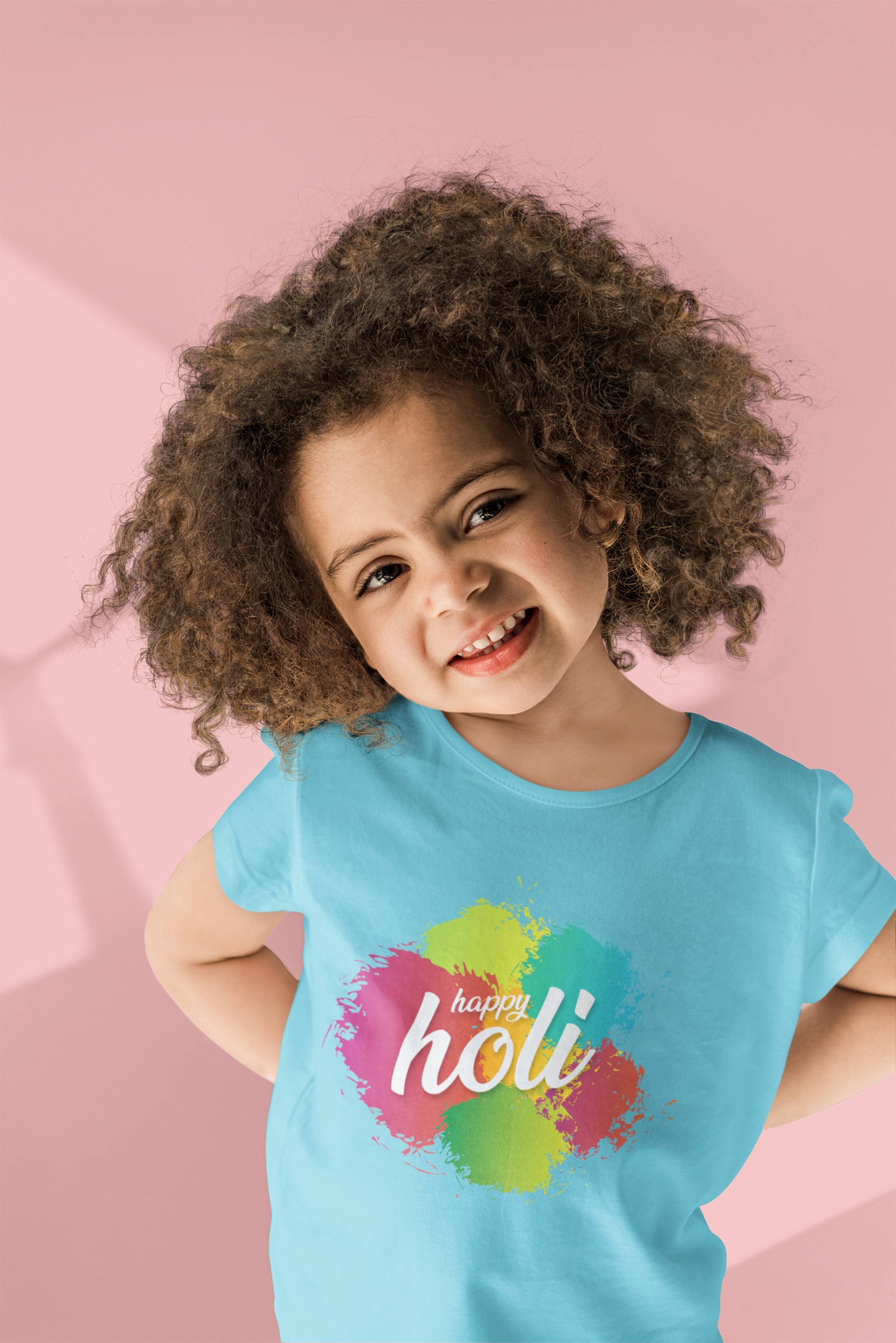 Happy Holi Half Sleeves T-Shirt For Girls -FunkyTeesClub