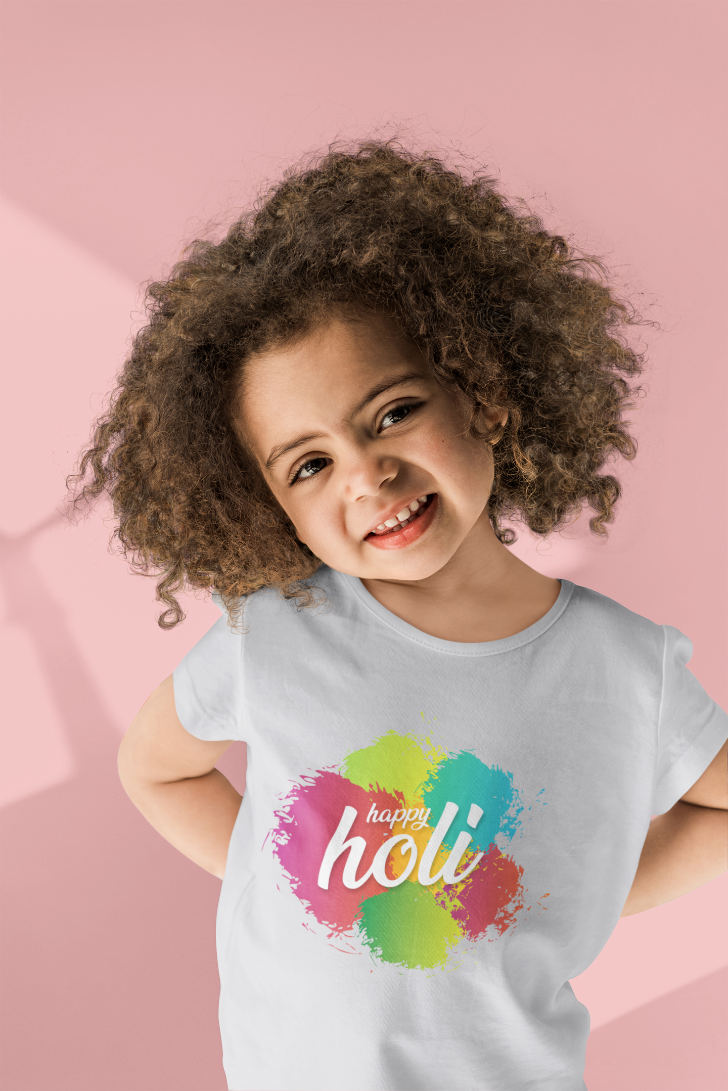 Happy Holi Half Sleeves T-Shirt For Girls -FunkyTeesClub