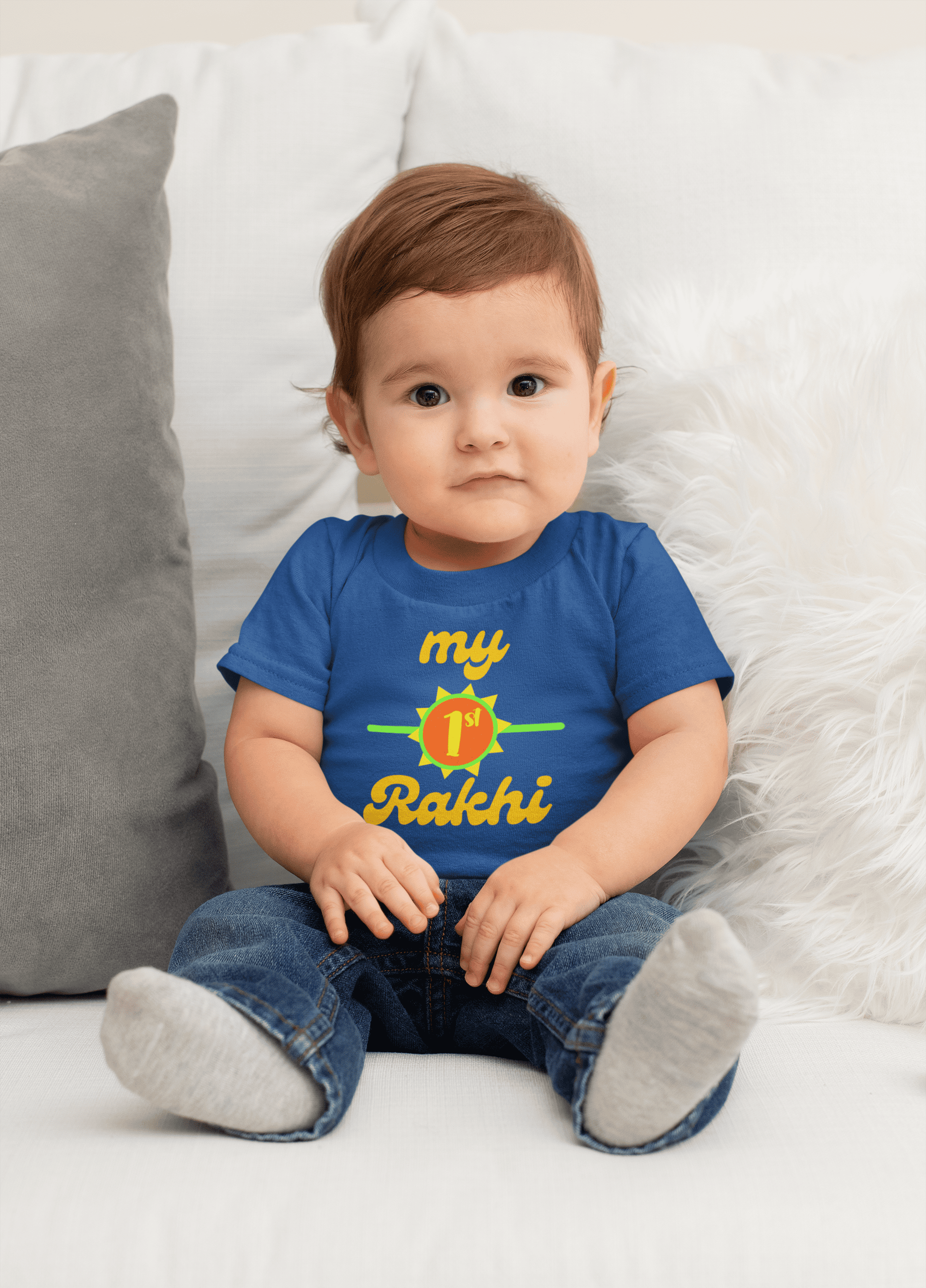 My First Rakhi Rakshabandhan Half Sleeves T-Shirt for Boys -FunkyTeesClub