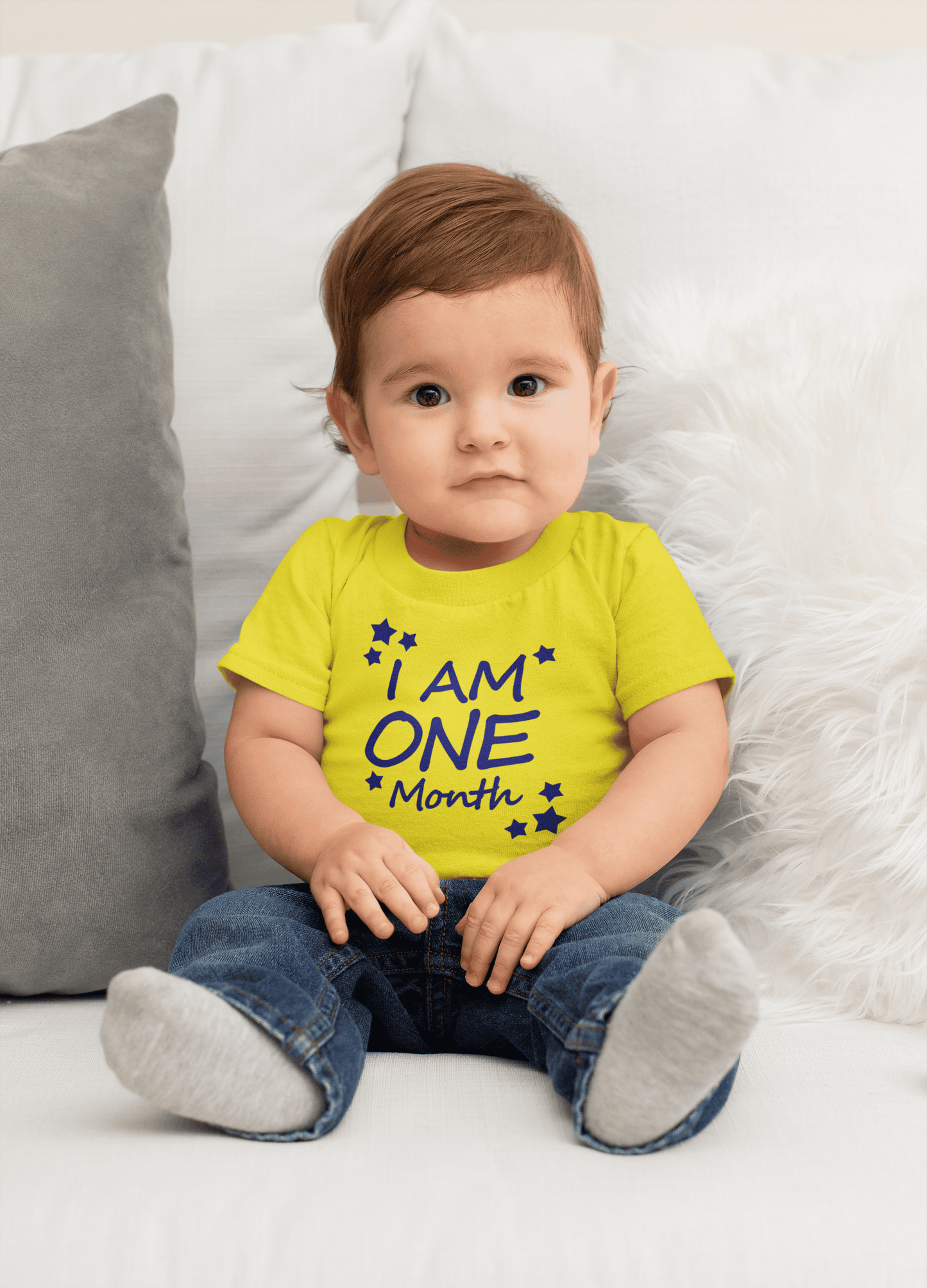 I Am One Month Half Sleeves T-Shirt for Boys -FunkyTeesClub