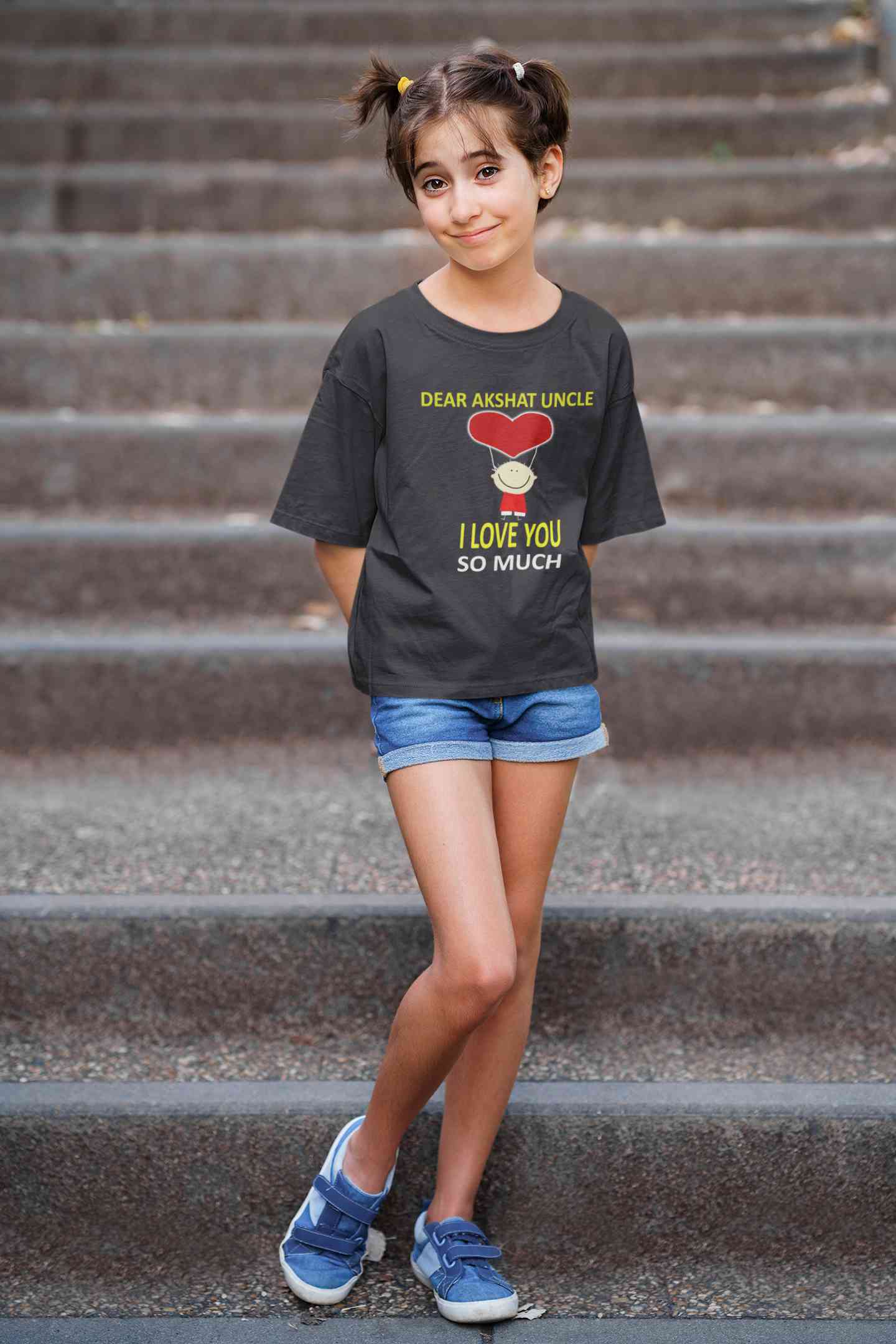 Custom Name I love My Uncle So Much Half Sleeves T-Shirt For Girls -FunkyTeesClub