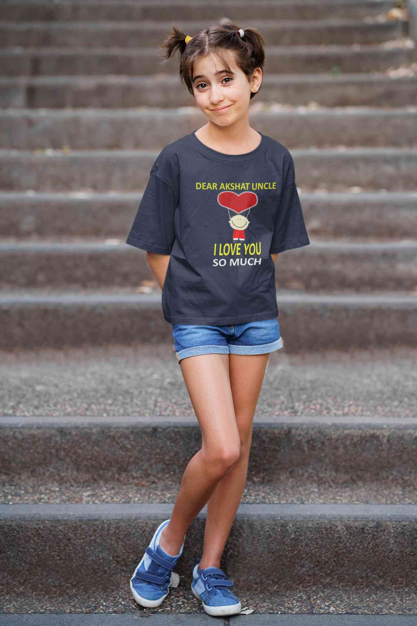 Custom Name I love My Uncle So Much Half Sleeves T-Shirt For Girls -FunkyTeesClub