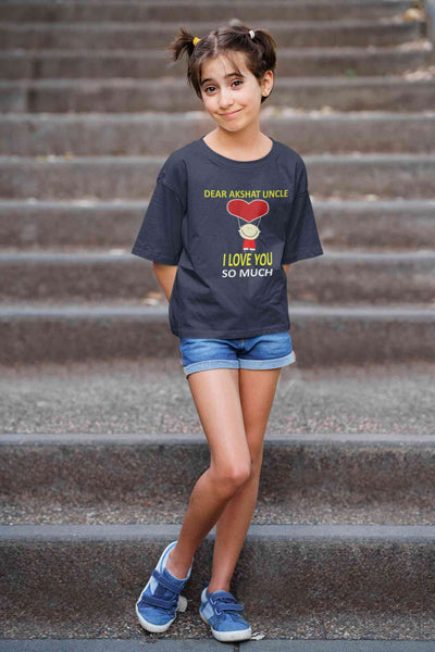 Custom Name I love My Uncle So Much Half Sleeves T-Shirt For Girls -FunkyTeesClub