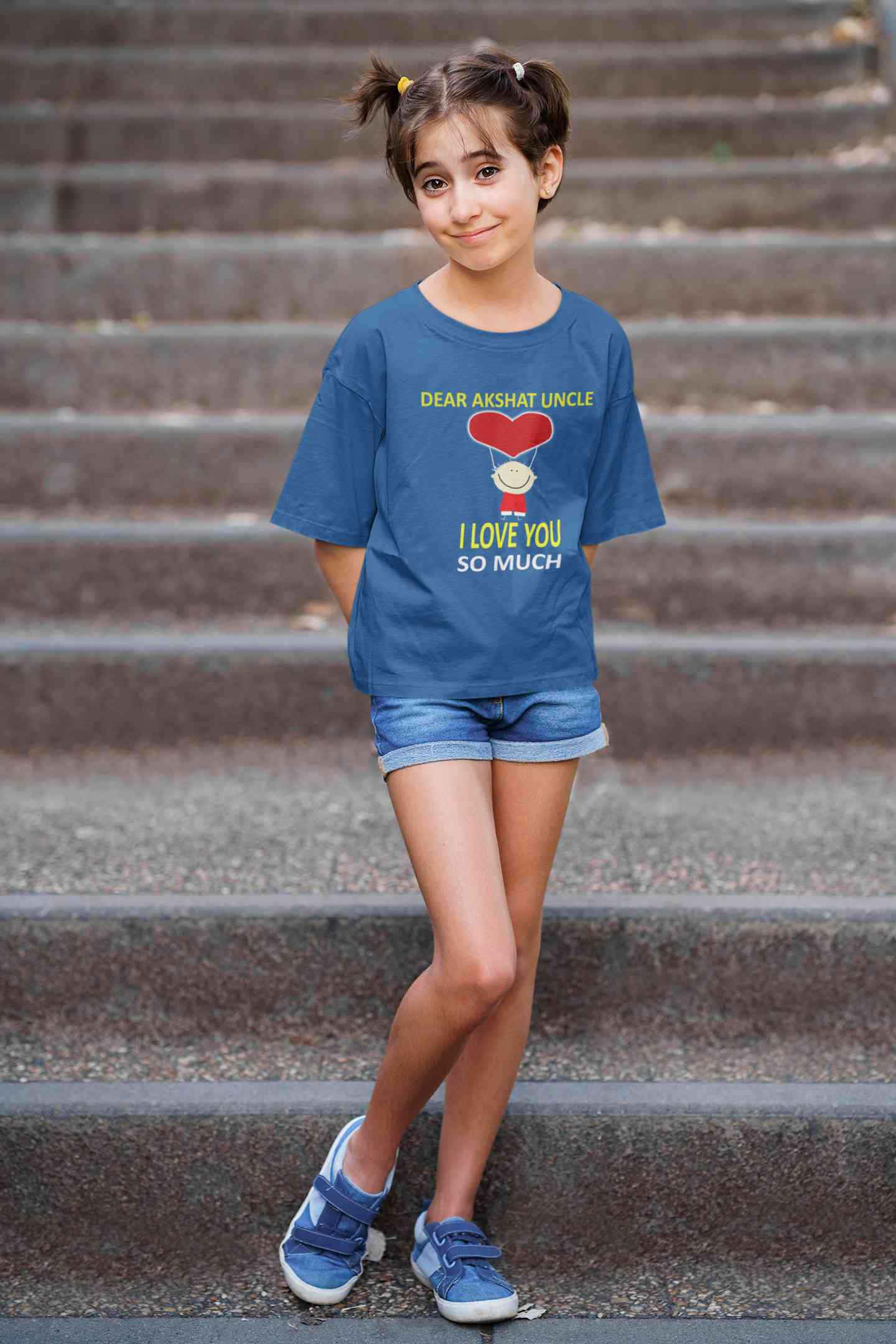 Custom Name I love My Uncle So Much Half Sleeves T-Shirt For Girls -FunkyTeesClub