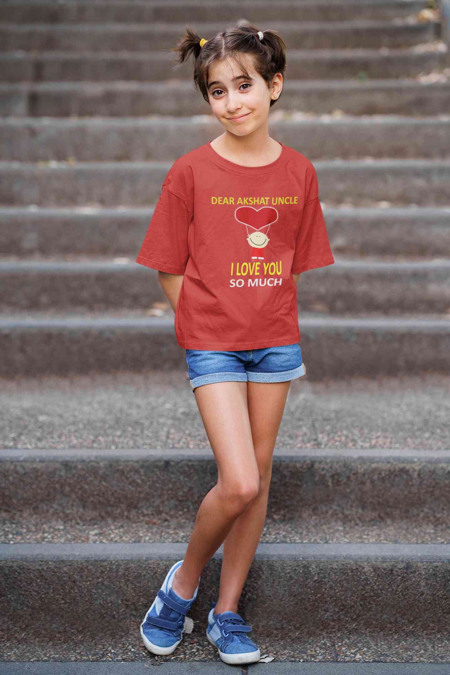 Custom Name I love My Uncle So Much Half Sleeves T-Shirt For Girls -FunkyTeesClub