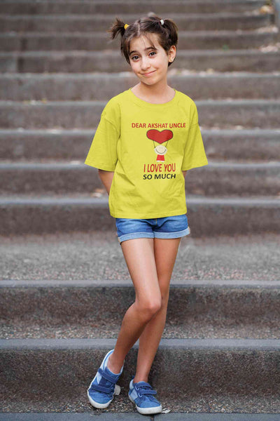 Custom Name I love My Uncle So Much Half Sleeves T-Shirt For Girls -FunkyTeesClub