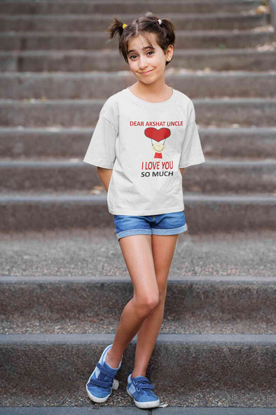 Custom Name I love My Uncle So Much Half Sleeves T-Shirt For Girls -FunkyTeesClub