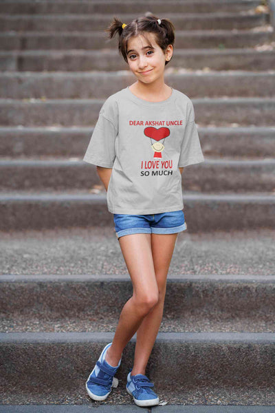 Custom Name I love My Uncle So Much Half Sleeves T-Shirt For Girls -FunkyTeesClub