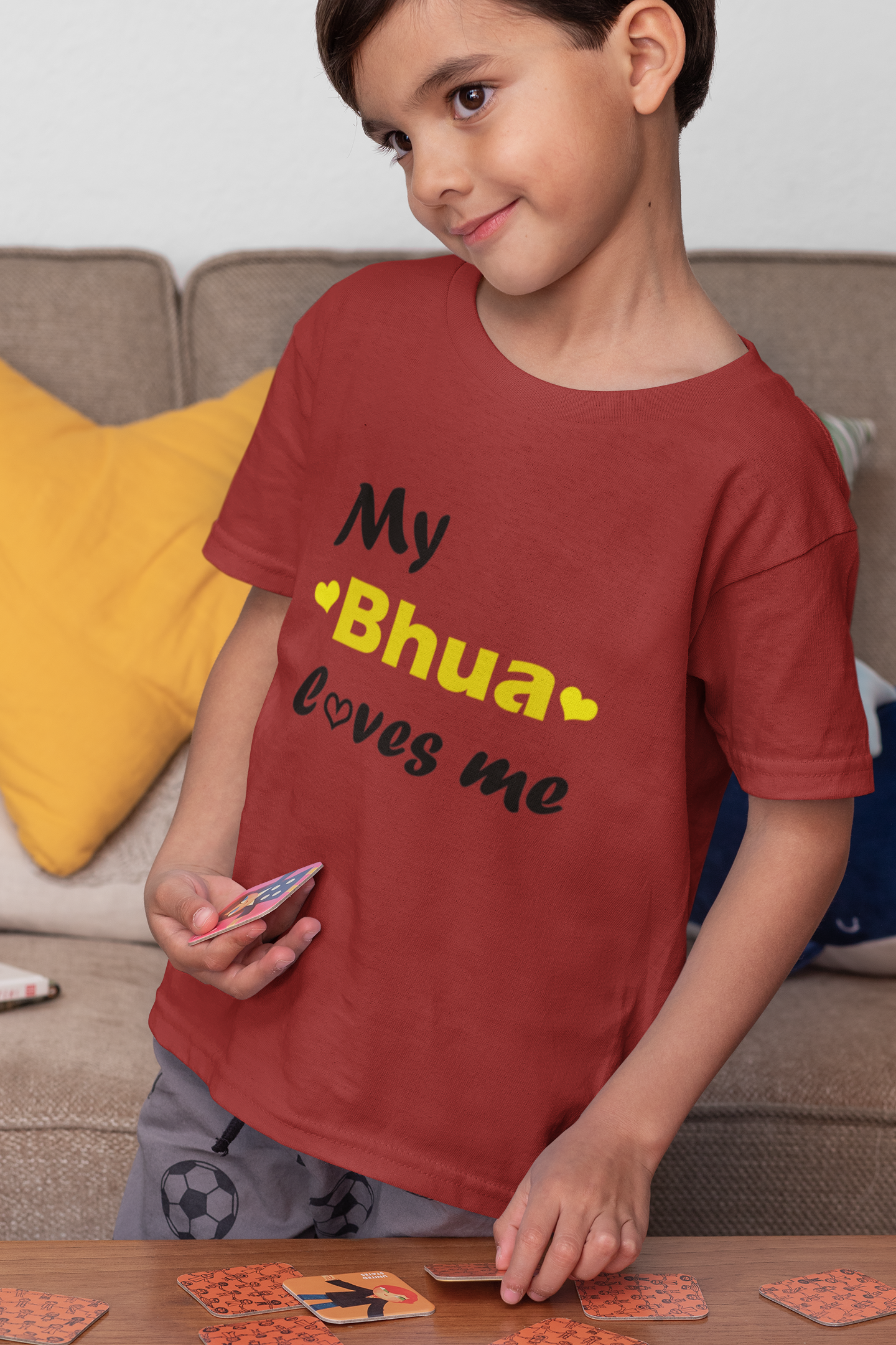 Bhua Loves Me Half Sleeves T-Shirt for Boy-FunkyTeesClub
