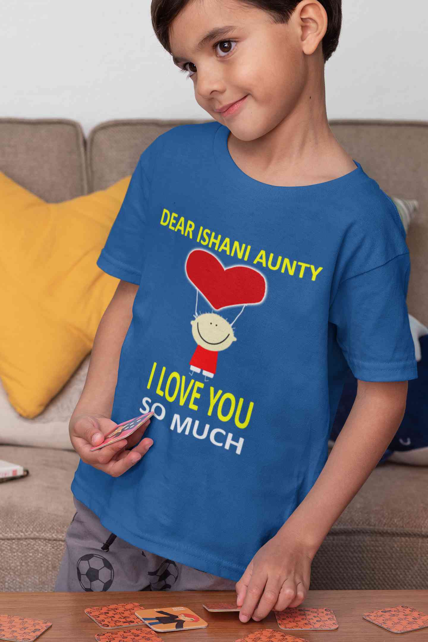 Custom Name I love My Aunty So Much Half Sleeves T-Shirt for Boy-FunkyTeesClub