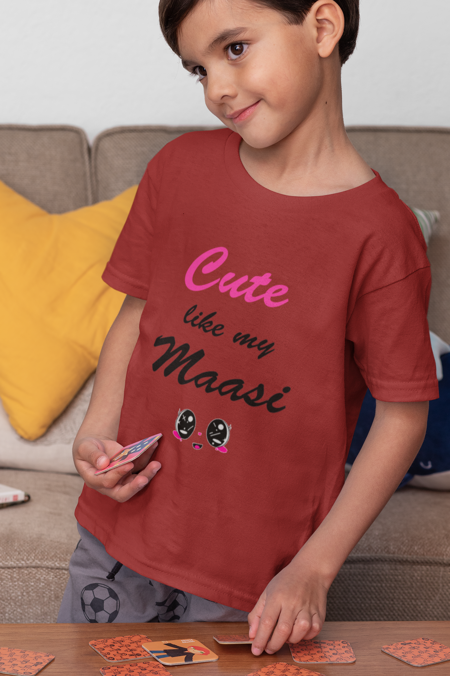 Cute Like My Maasi Half Sleeves T-Shirt for Boy-FunkyTeesClub
