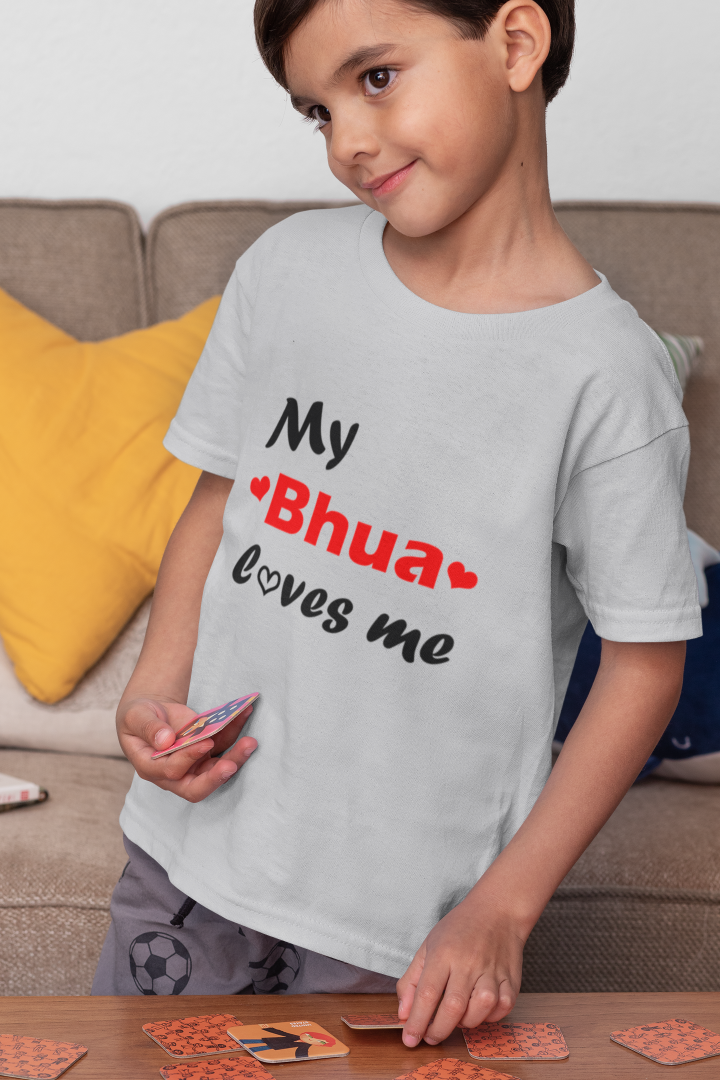 Bhua Loves Me Half Sleeves T-Shirt for Boy-FunkyTeesClub