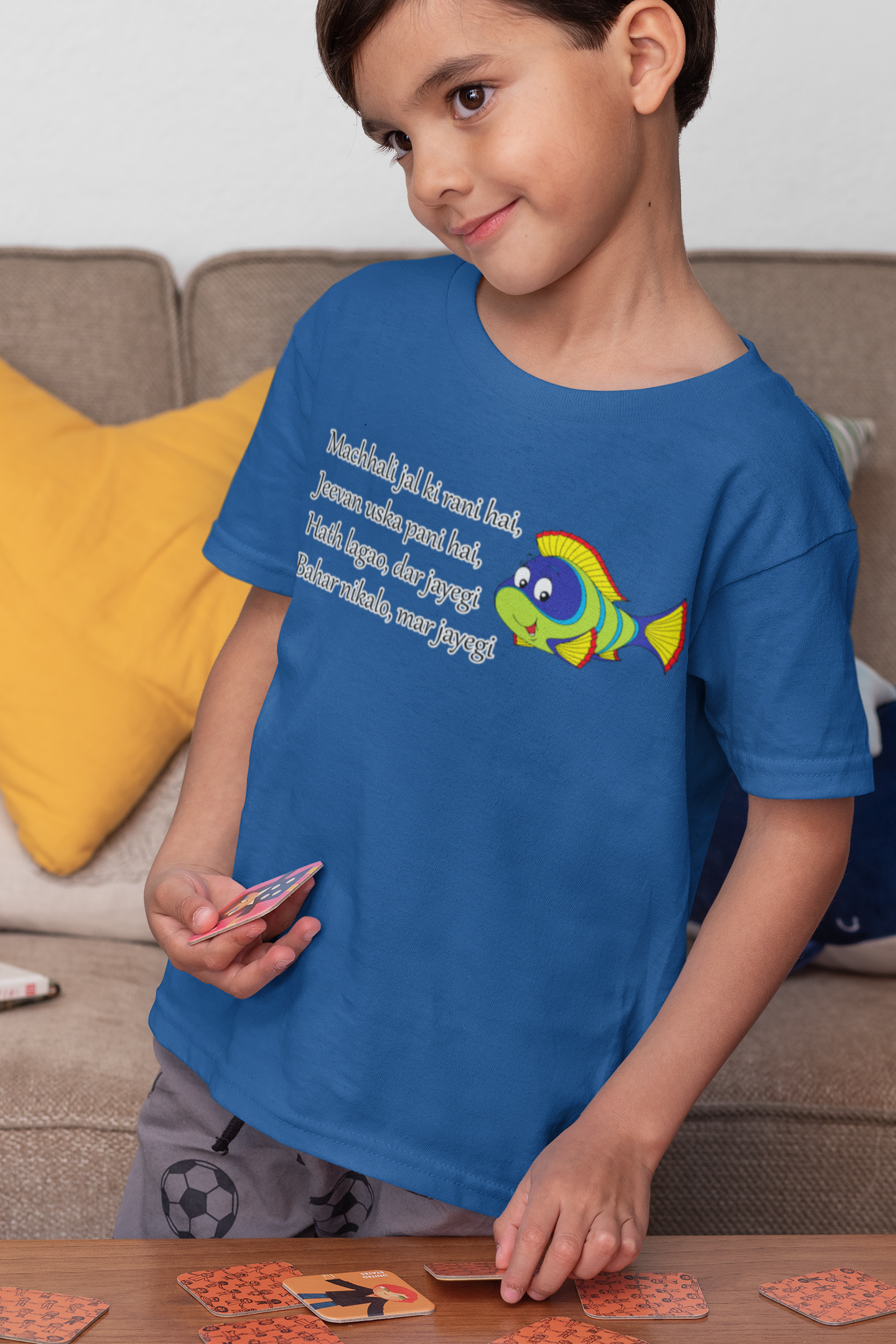 Machhali Jal ki Rani Hai Poem Half Sleeves T-Shirt for Boy-FunkyTeesClub