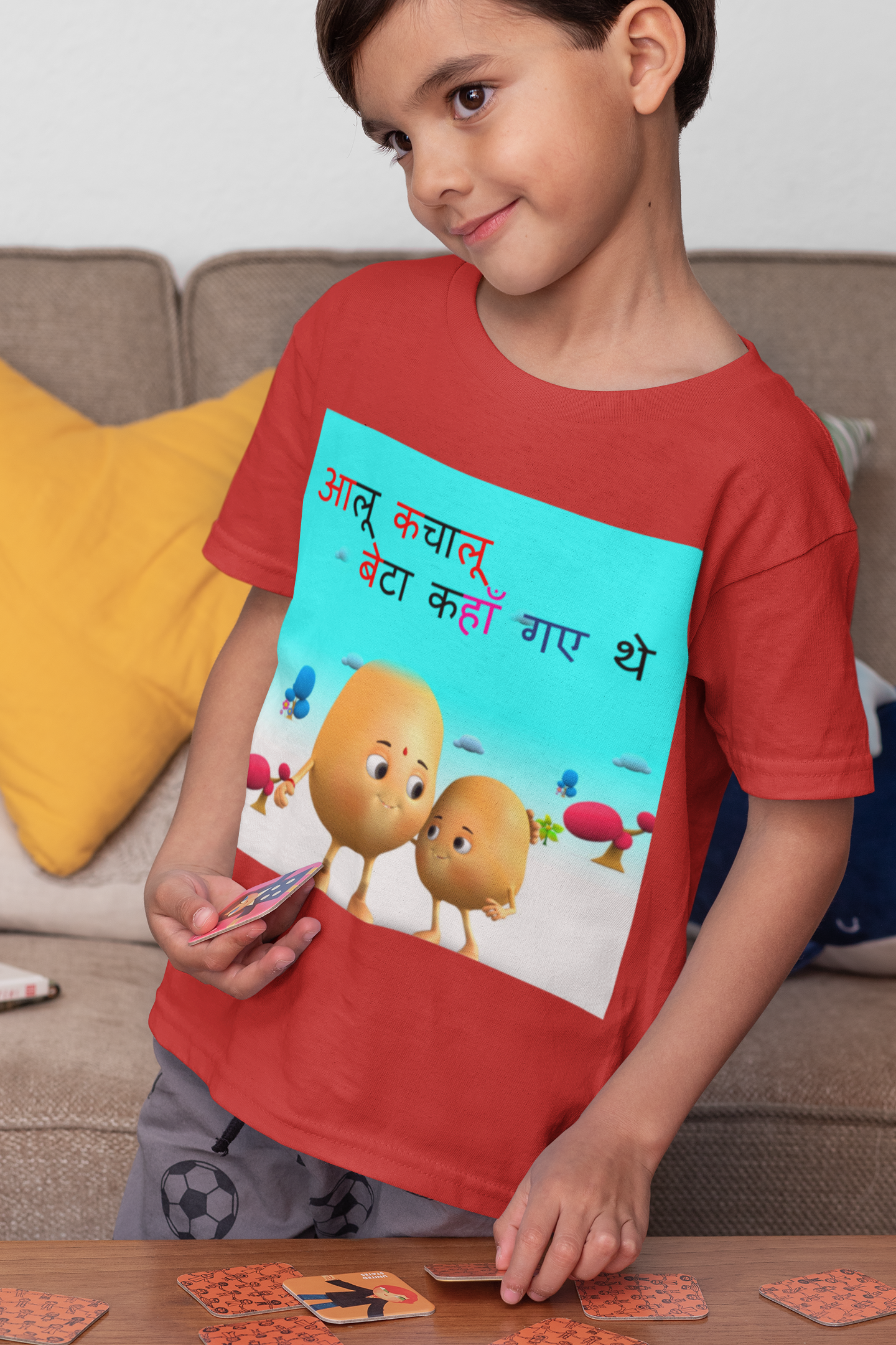 Aloo Kachaloo Poem Half Sleeves T-Shirt for Boy-FunkyTeesClub