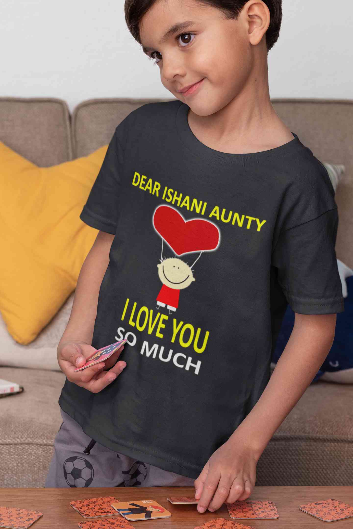 Custom Name I love My Aunty So Much Half Sleeves T-Shirt for Boy-FunkyTeesClub