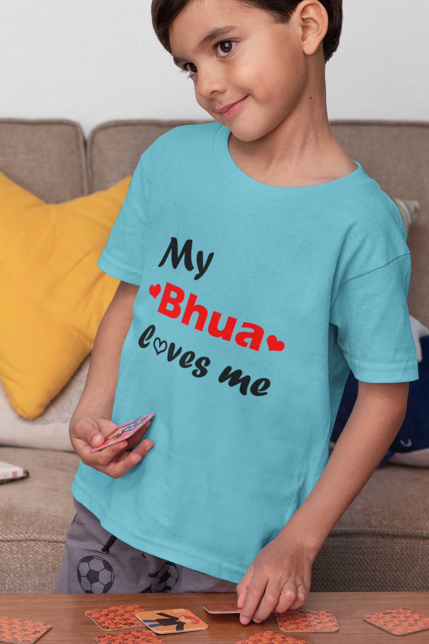Bhua Loves Me Half Sleeves T-Shirt for Boy-FunkyTeesClub