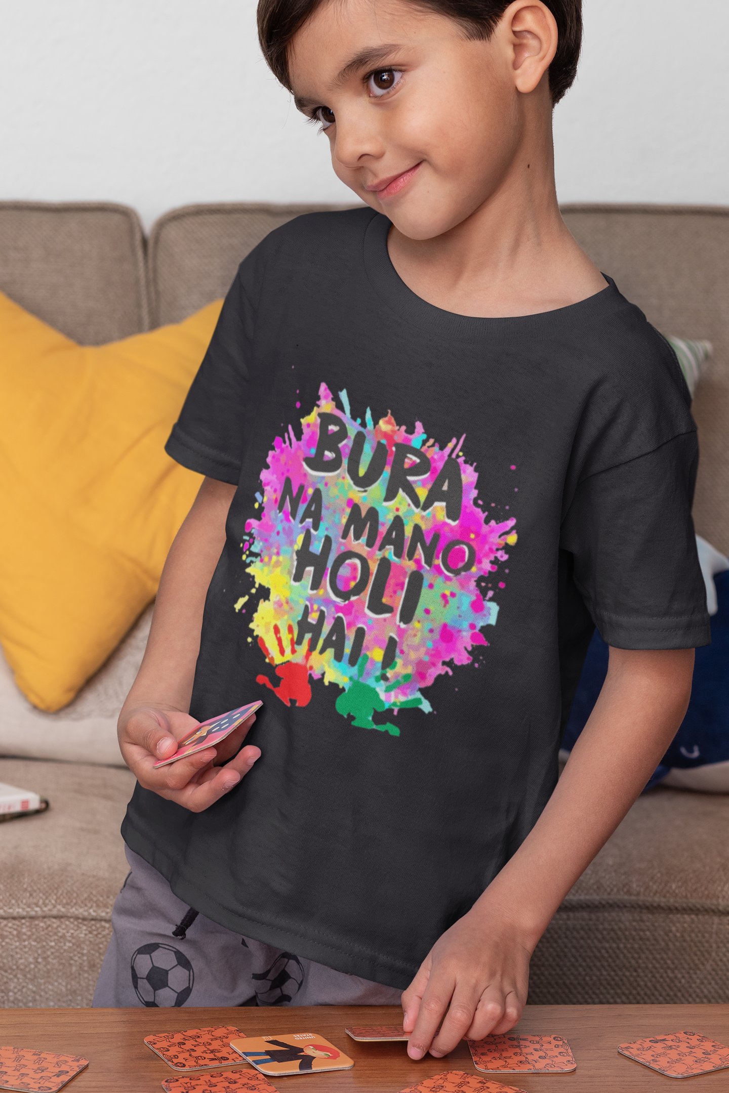 Bura Na Mano Holi Hai Half Sleeves T-Shirt for Boy-FunkyTeesClub