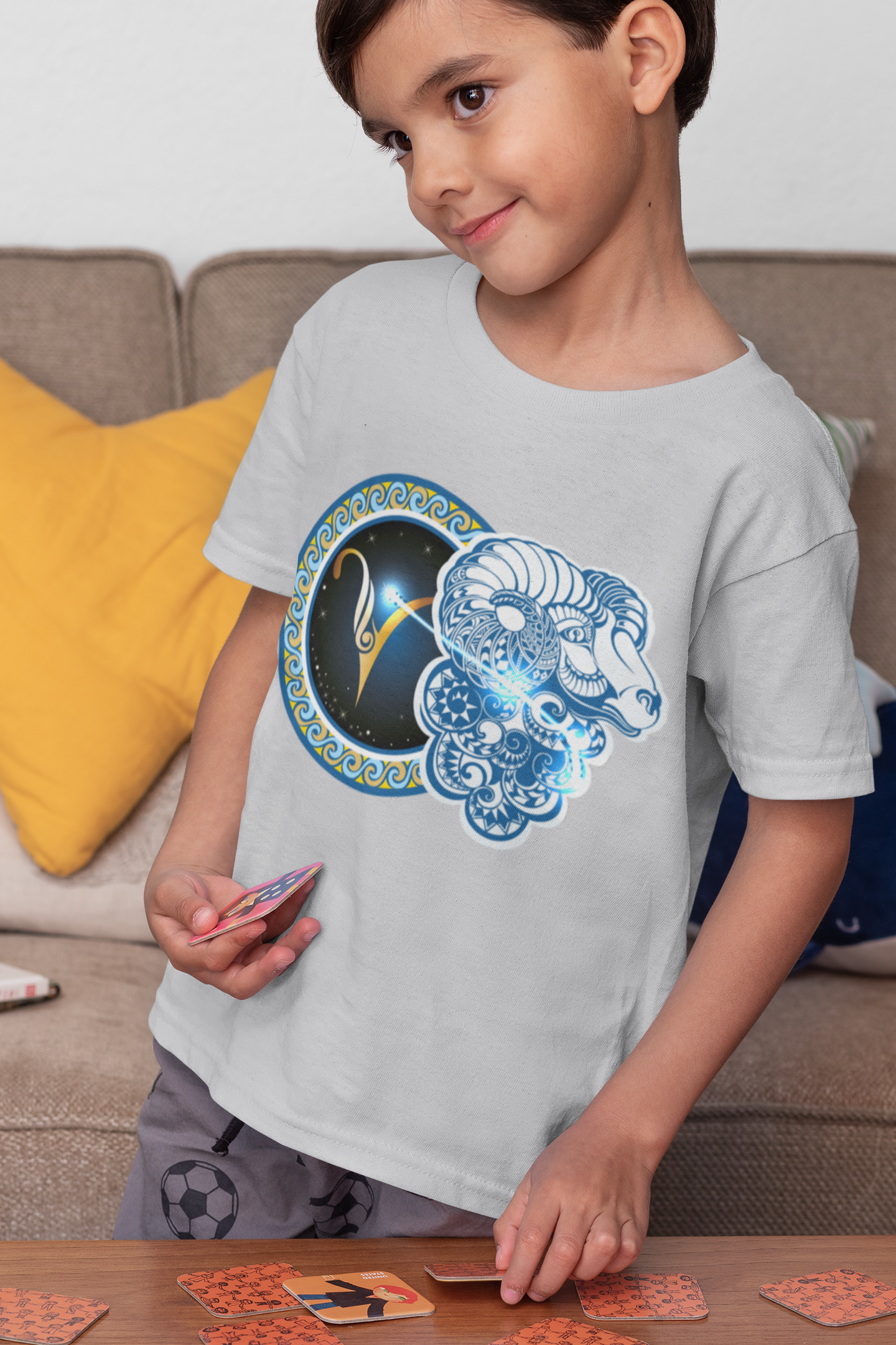 Aries Zodiac Sign Half Sleeves T-Shirt for Boy-FunkyTeesClub