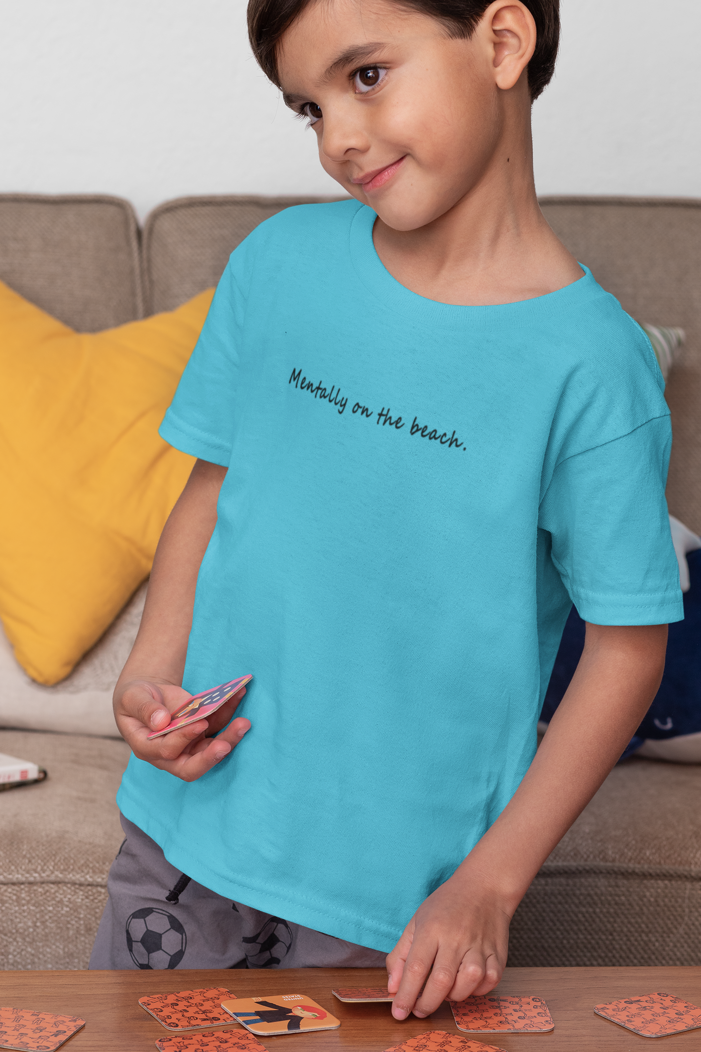 Mentally On The beach Minimals Half Sleeves T-Shirt for Boy-FunkyTeesClub