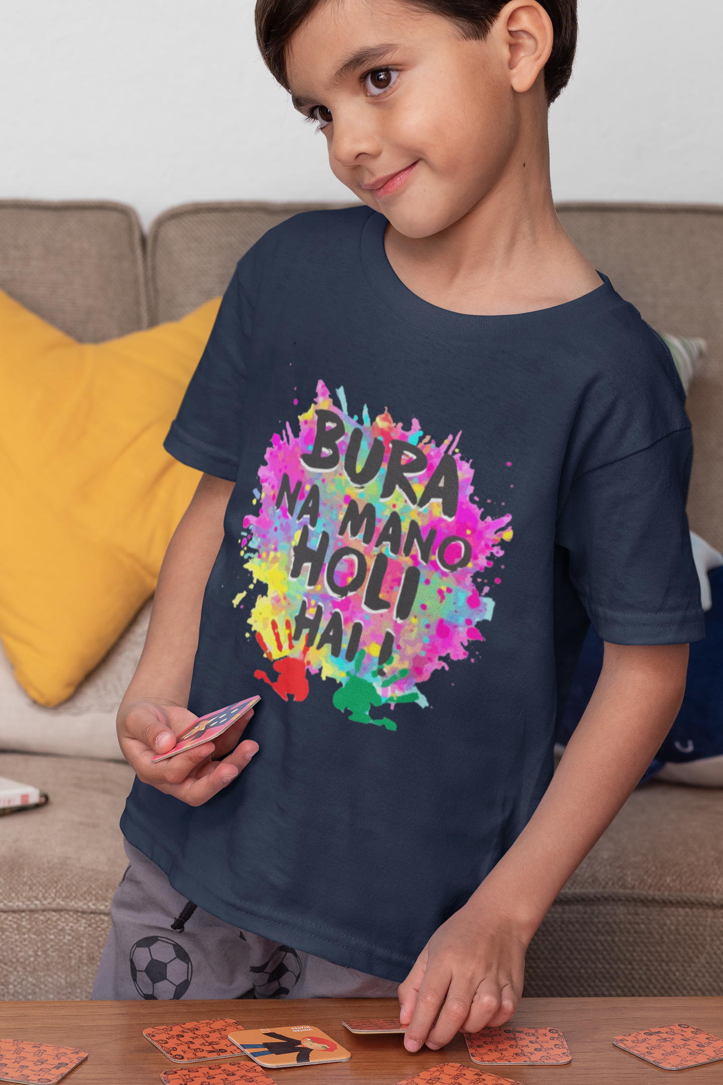 Bura Na Mano Holi Hai Half Sleeves T-Shirt for Boy-FunkyTeesClub