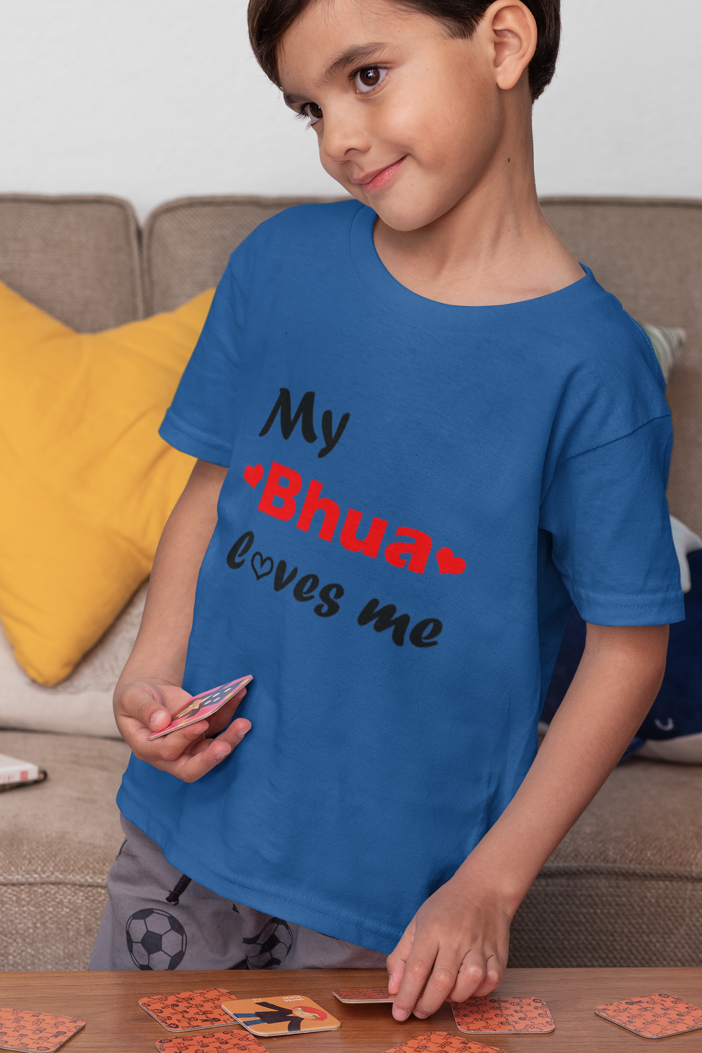Bhua Loves Me Half Sleeves T-Shirt for Boy-FunkyTeesClub