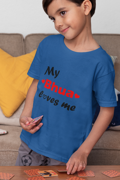 Bhua Loves Me Half Sleeves T-Shirt for Boy-FunkyTeesClub